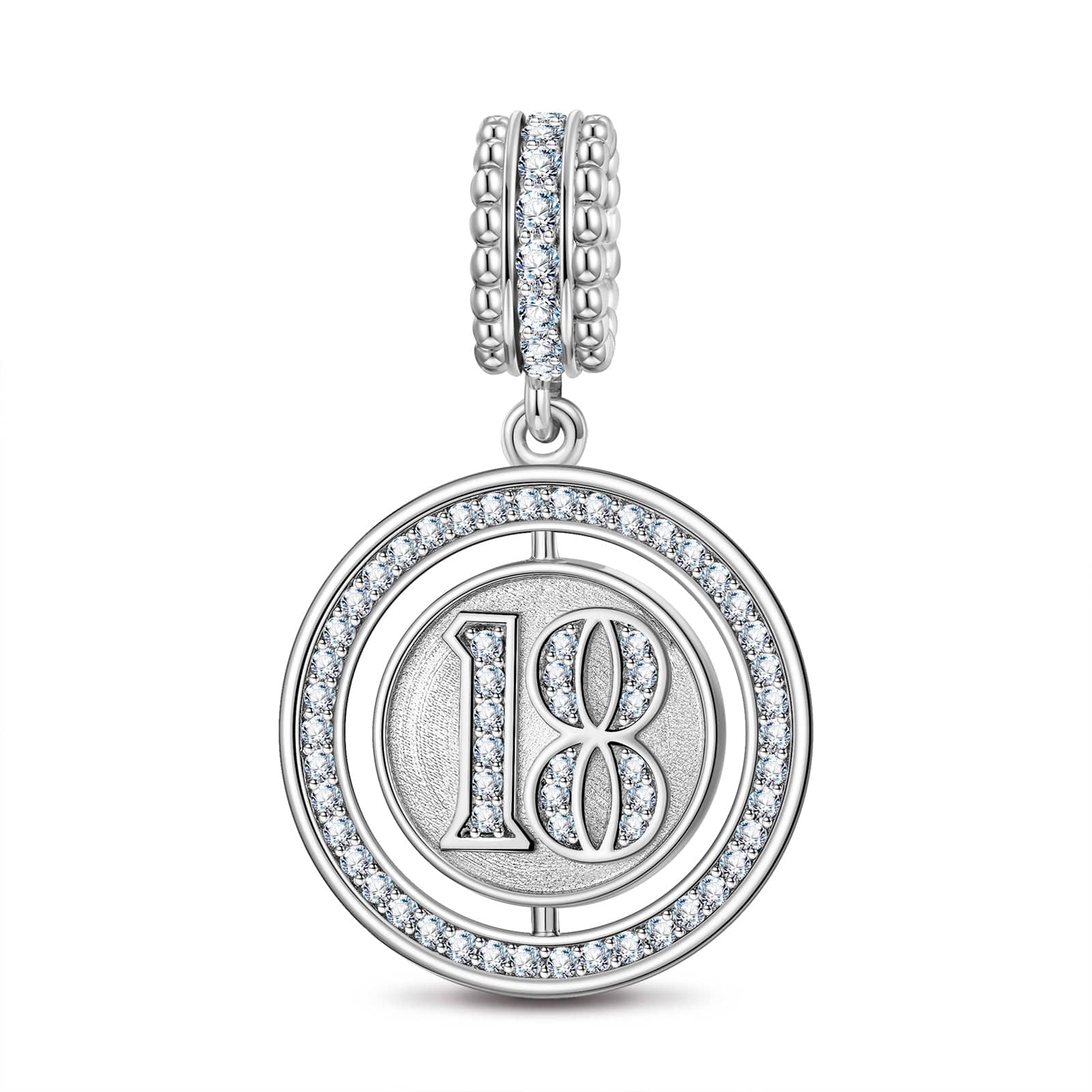 Number 18 Tarnish-resistant Silver Dangle Charms In White Gold Plated