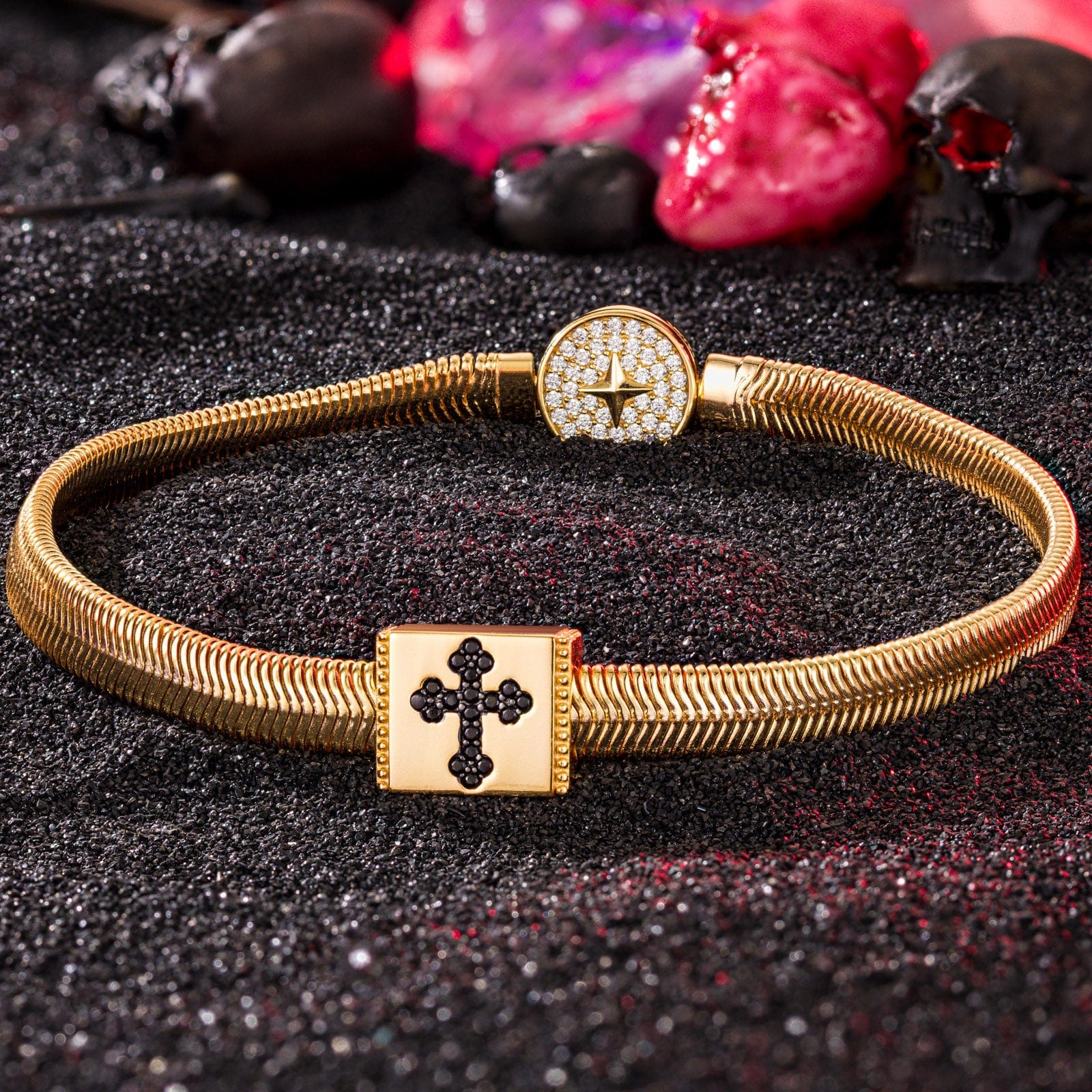 Cross Tarnish-resistant Silver Rectangular Charms In 14K Gold Plated - Image 3