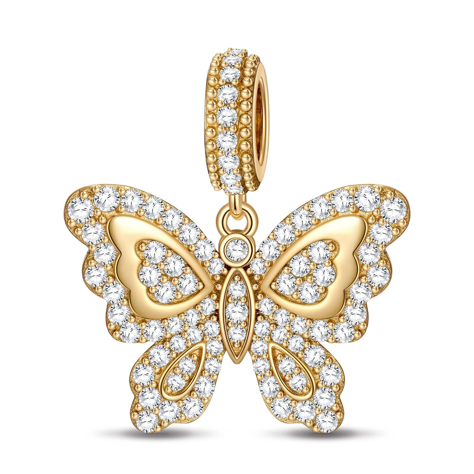 Butterfly Tarnish-resistant Silver Animal Dangle Charms In 14K Gold Plated