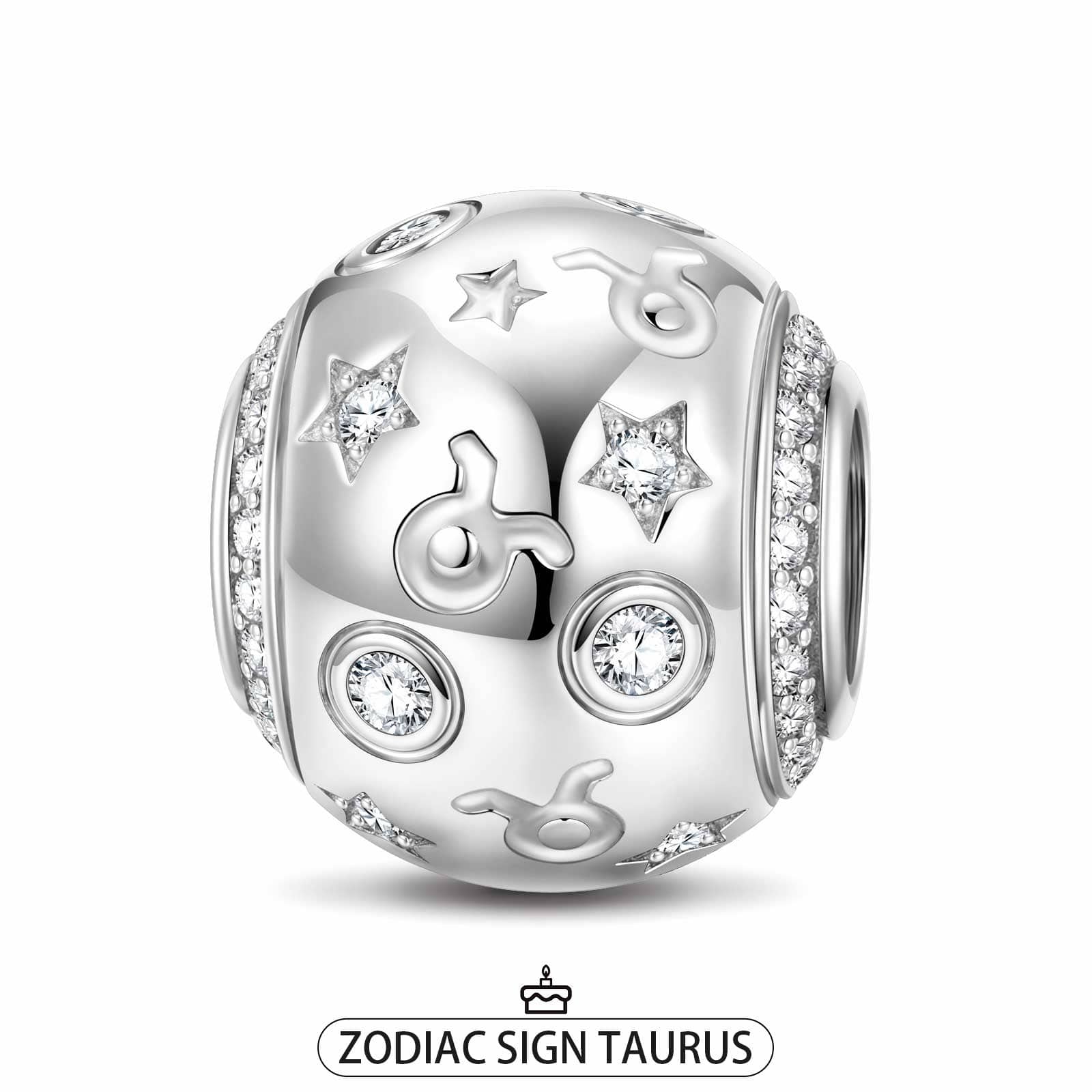 Taurus Tarnish-resistant Silver Constellation Charms In White Gold Plated