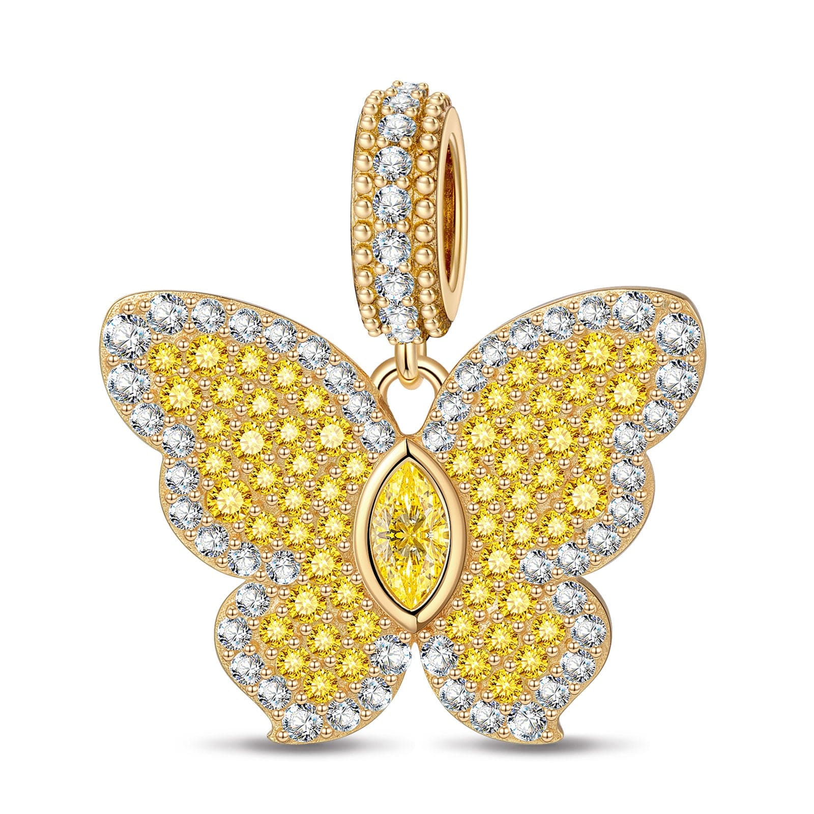 Butterfly Ballet Tarnish-resistant Silver Dangle Charms In 14K Gold Plated