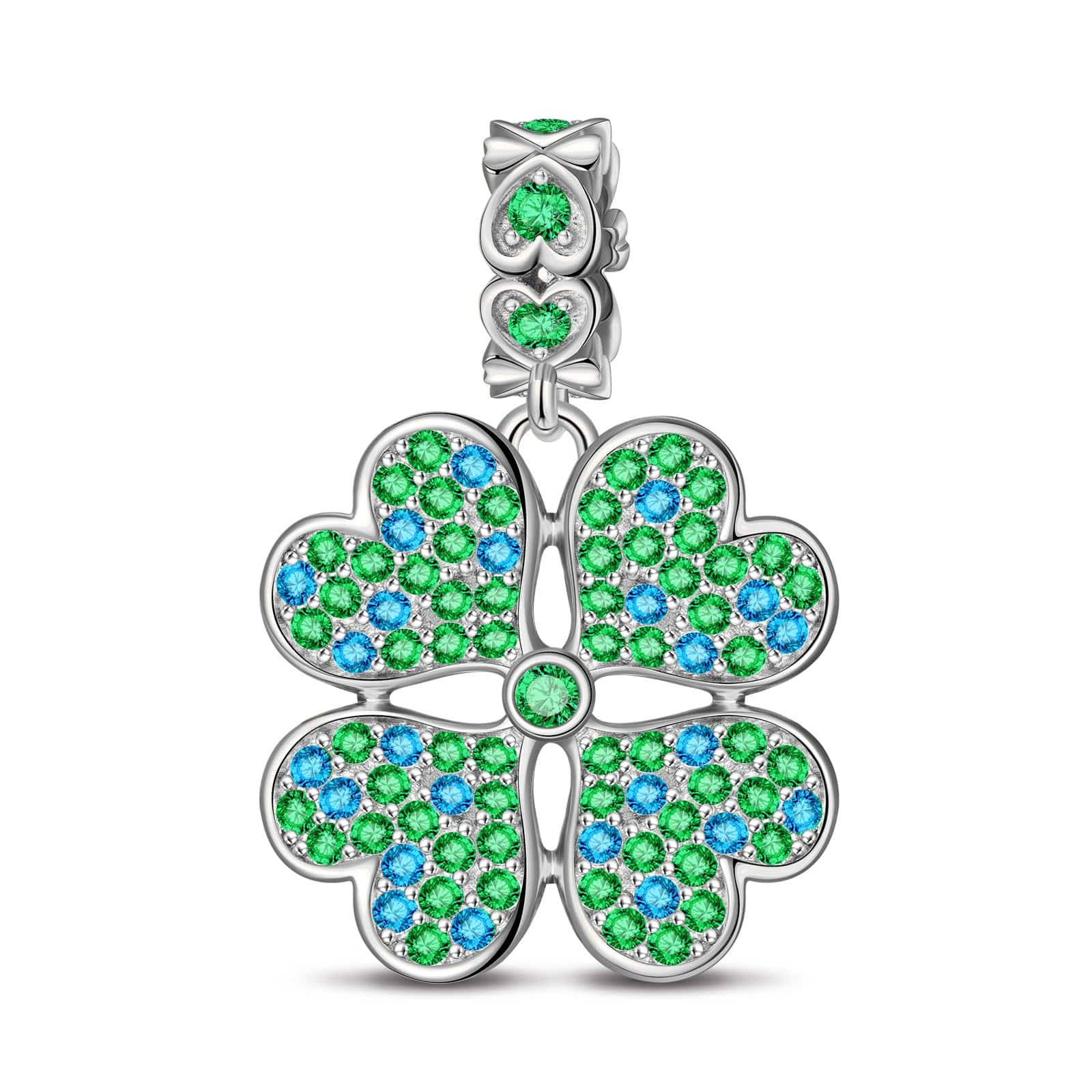 Opulent Clover Golden Stars Tarnish-resistant Silver Dangle Charms In White Gold Plated