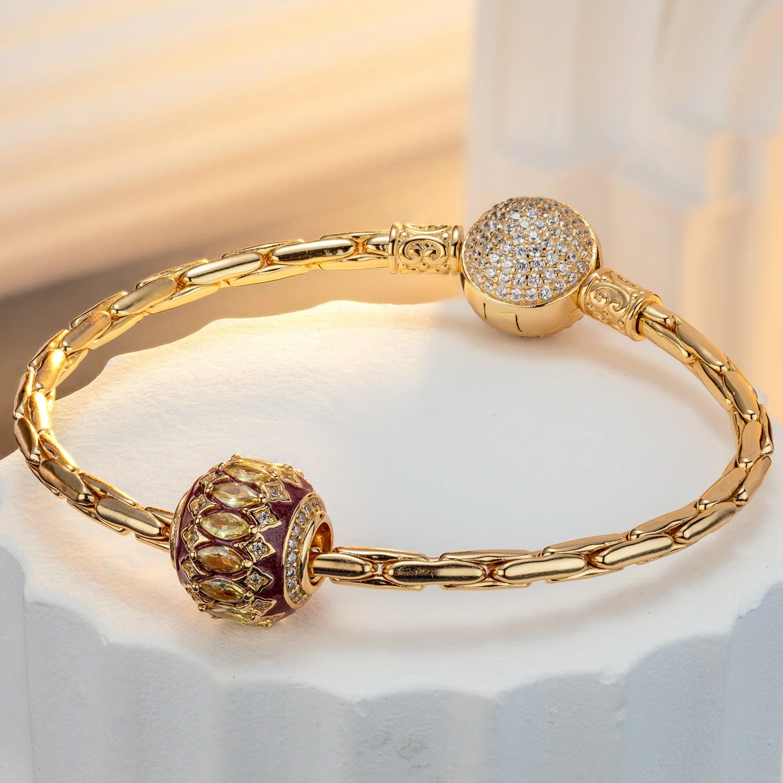 Glorious Marquise Tarnish-resistant Silver Charms With Enamel In 14K Gold Plated - Image 2