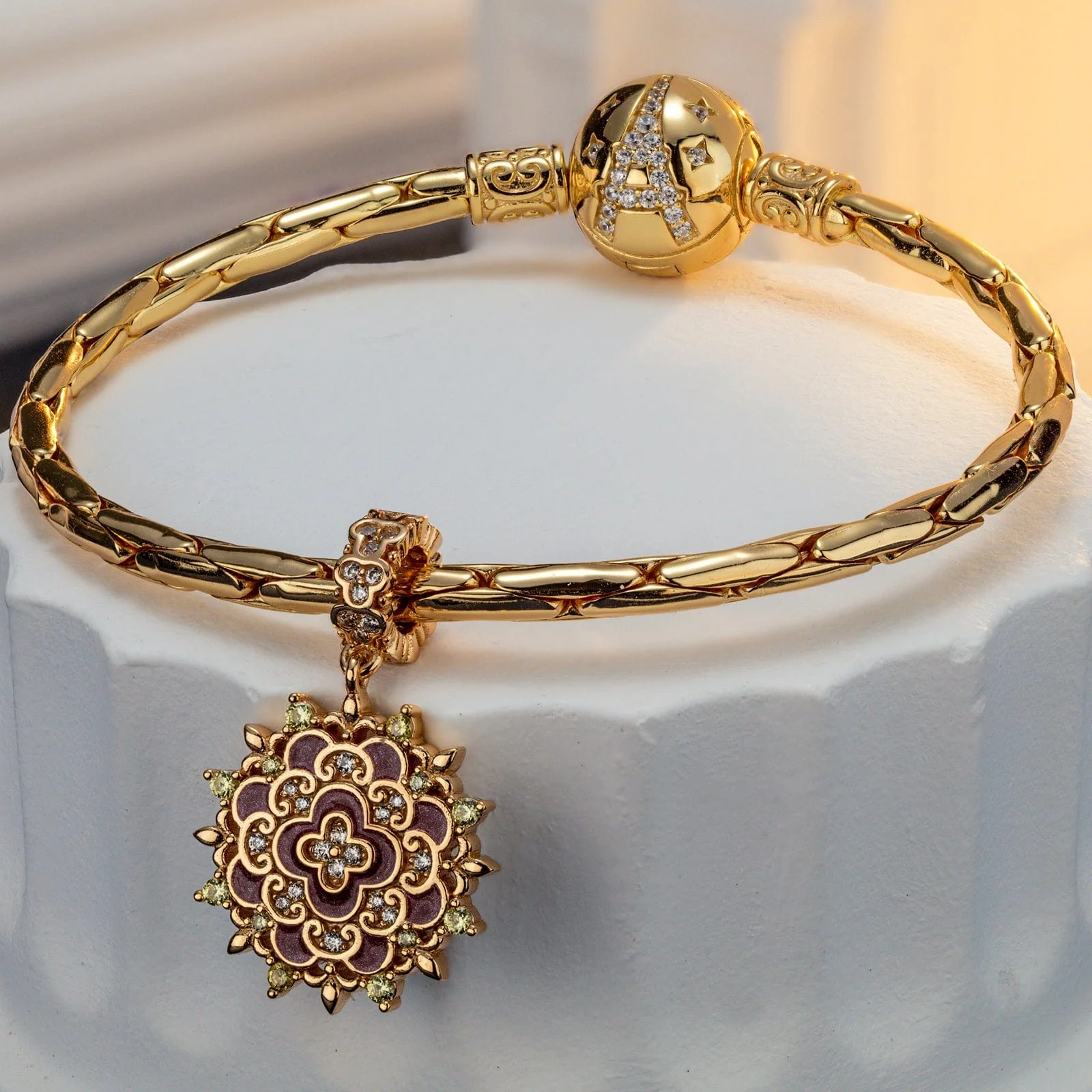 Clover Blossom Tarnish-resistant Silver Charms With Enamel In 14K Gold Plated - Image 2