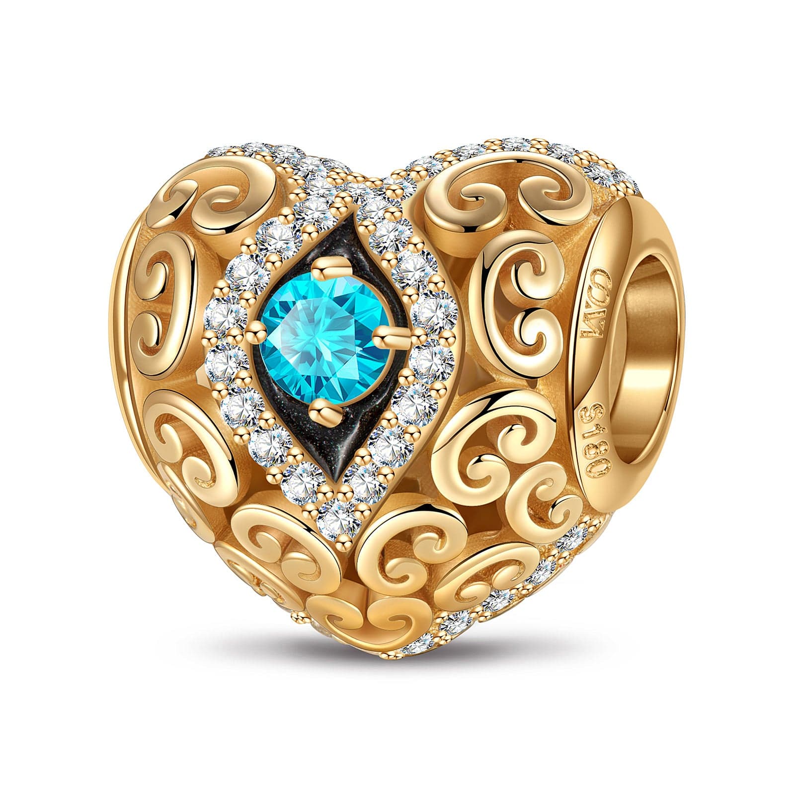 Heart of Grace March Birthstone Tarnish-resistant Silver Charms With Enamel In 14K Gold Plated - Image 2