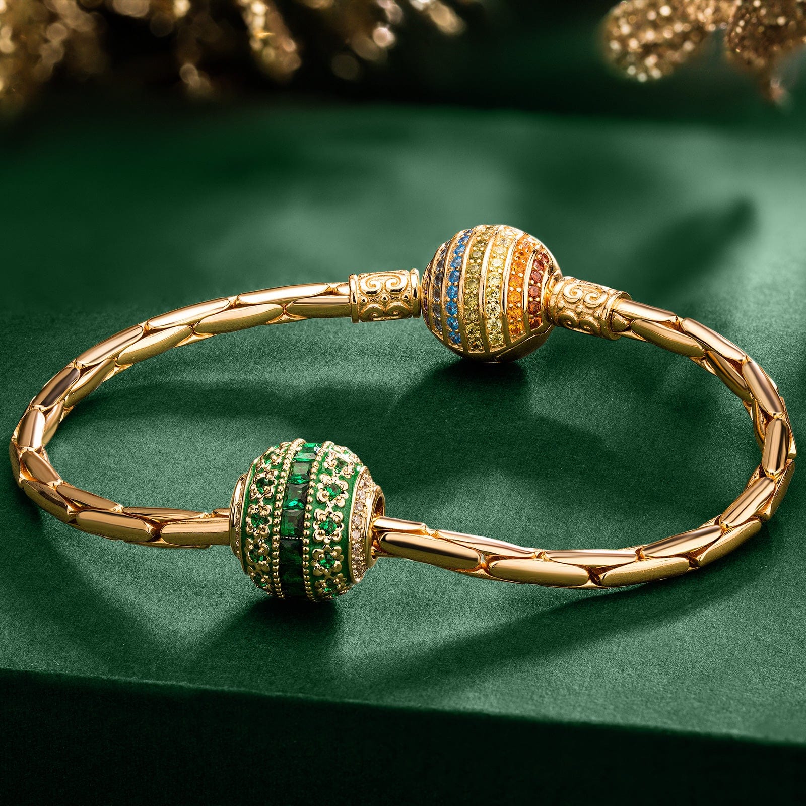 Emerald Celebration Tarnish-resistant Silver Charms In 14K Gold Plated - Image 3