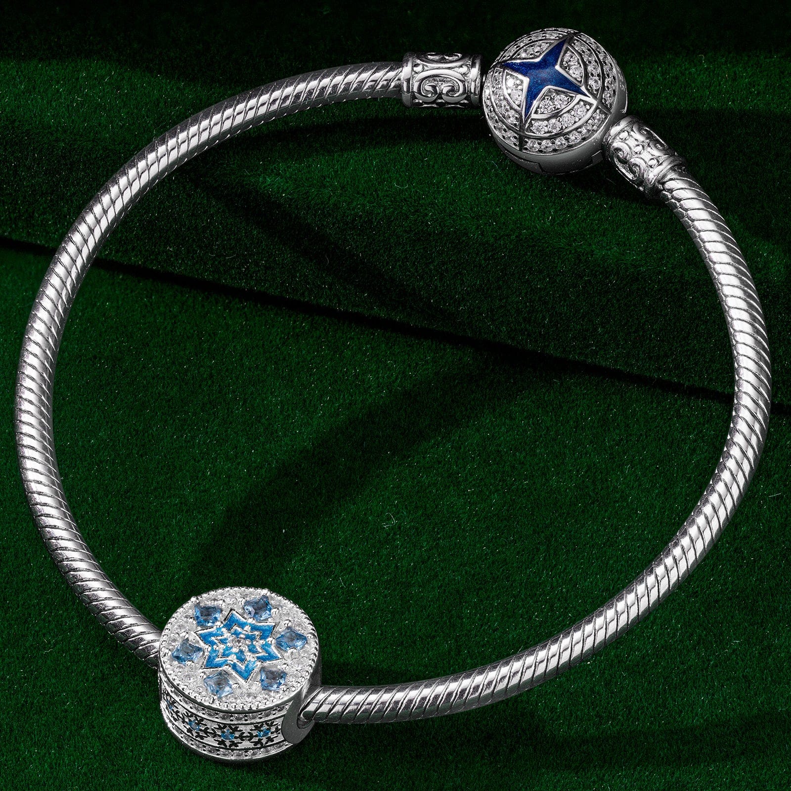 Crystaline Snowflake Tarnish-resistant Silver Charms In White Gold Plated - Image 2