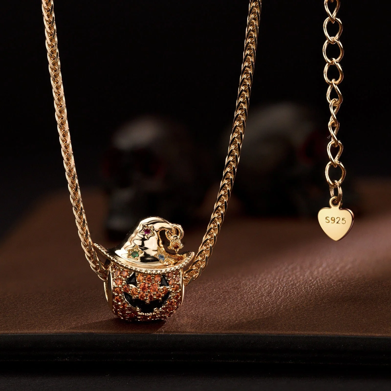 Cowboy Pumpkin Tarnish-resistant Silver Charms With Enamel In 14K Gold Plated - Image 2