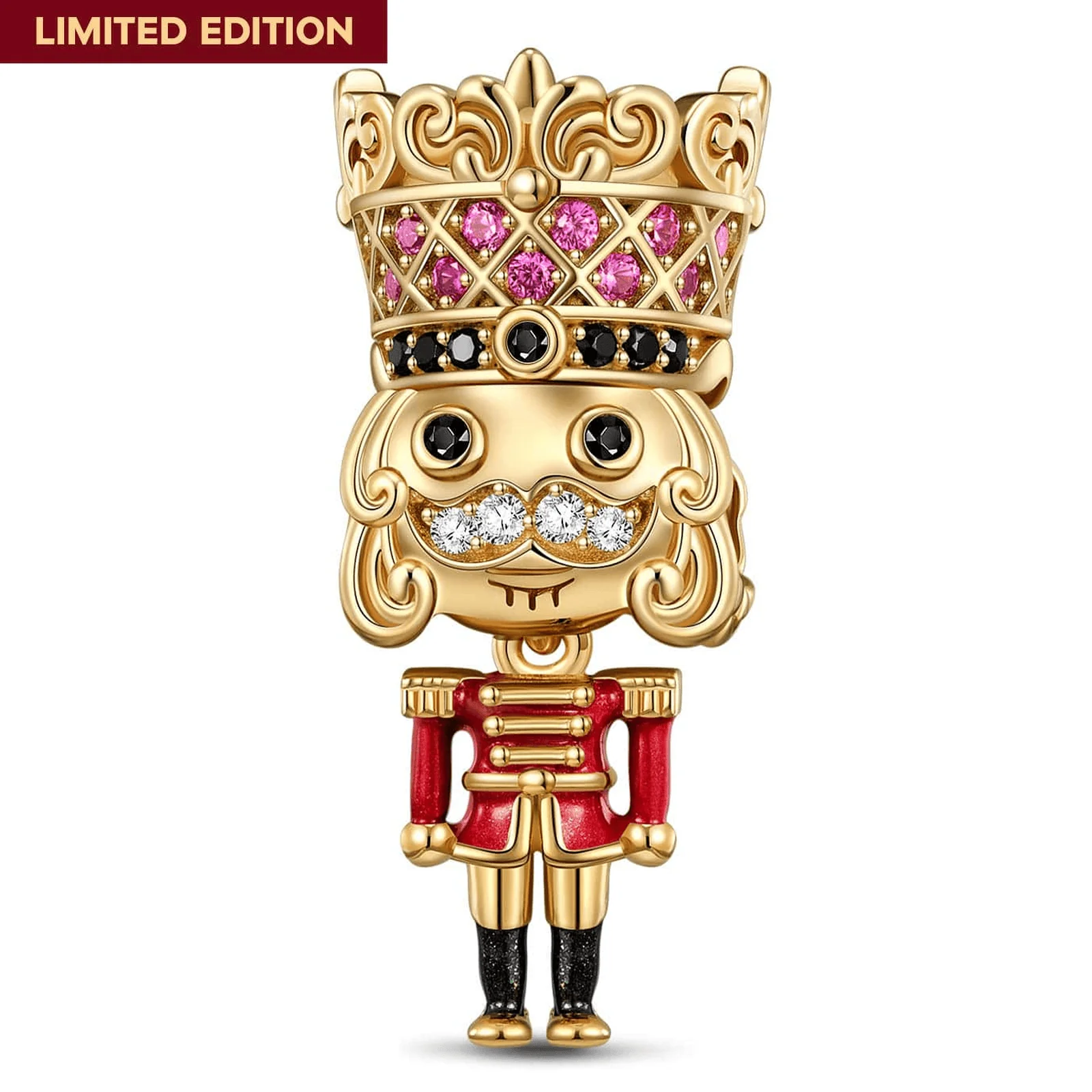 Red Nutcrackers Tarnish-resistant Silver Charms With Enamel In 14K Gold Plated