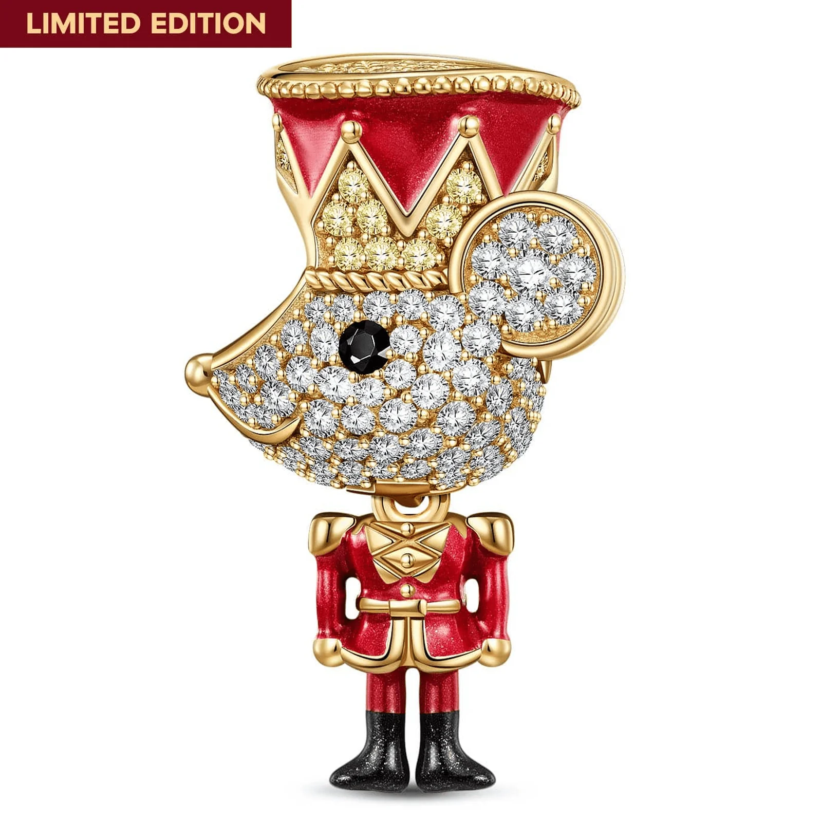 Elegant Mouse Knight Tarnish-resistant Silver Charms With Enamel In 14K Gold Plated