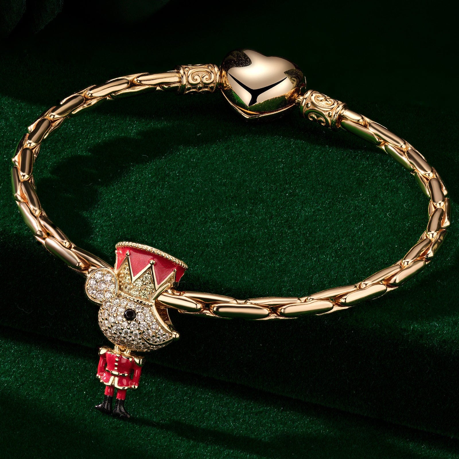 Elegant Mouse Knight Tarnish-resistant Silver Charms With Enamel In 14K Gold Plated - Image 2
