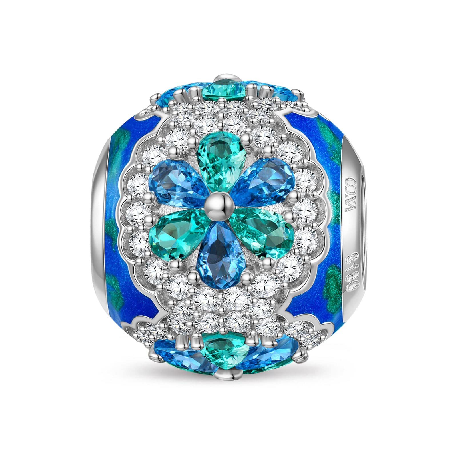 Petal Shade Tarnish-resistant Silver Charms With Enamel In White Gold Plated