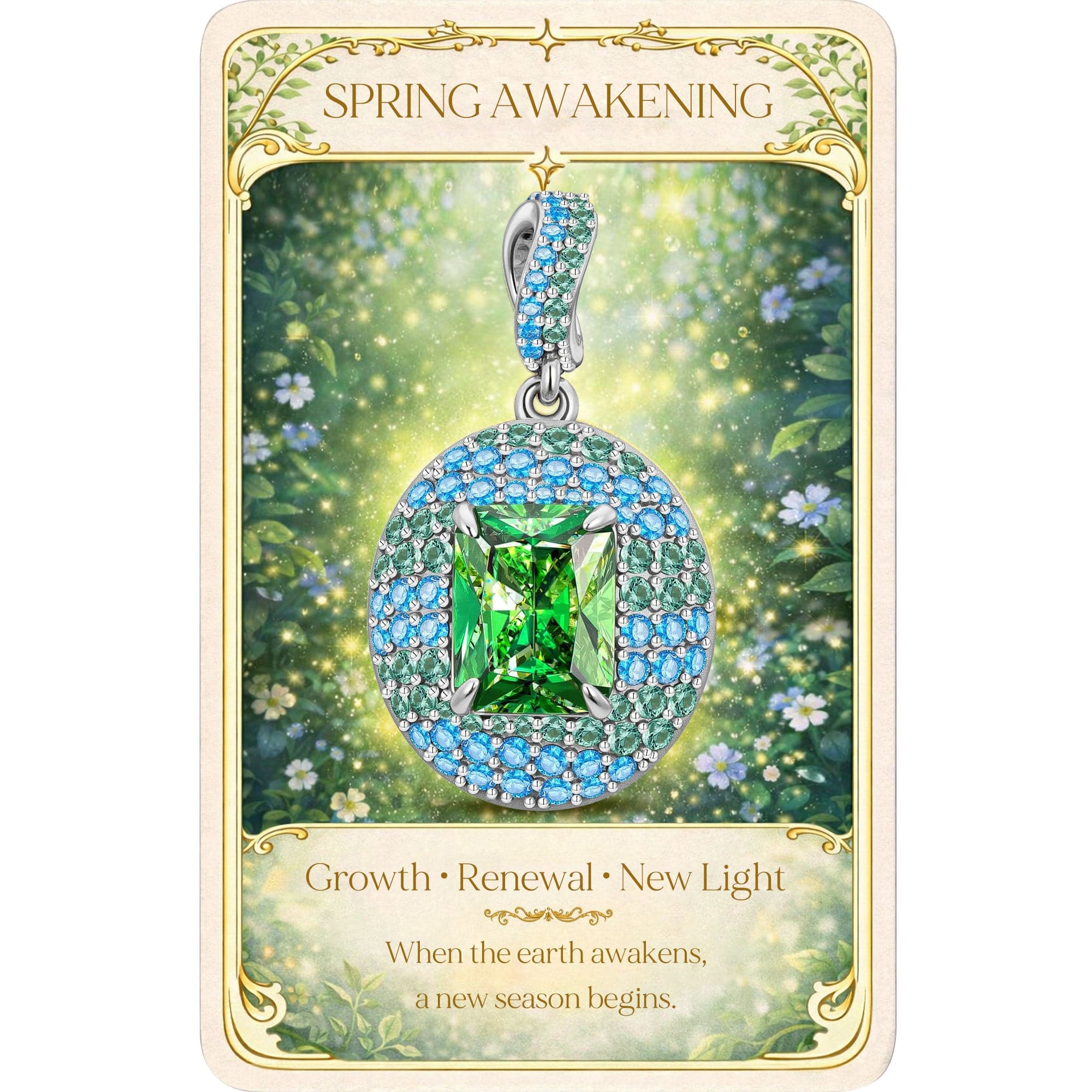 Emerald Dawn Tarnish-resistant Silver Dangle Charms In White Gold Plated - Image 2