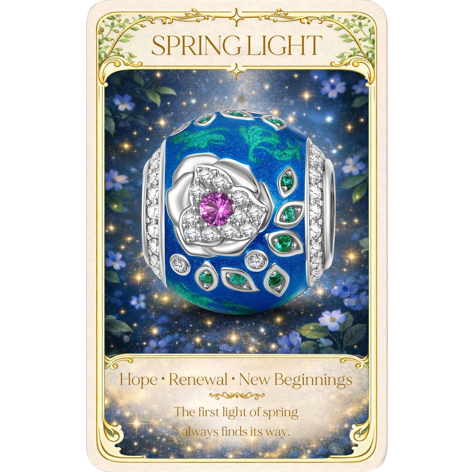 Bloom Bonanza Tarnish-resistant Silver Charms With Enamel In White Gold Plated - Image 2