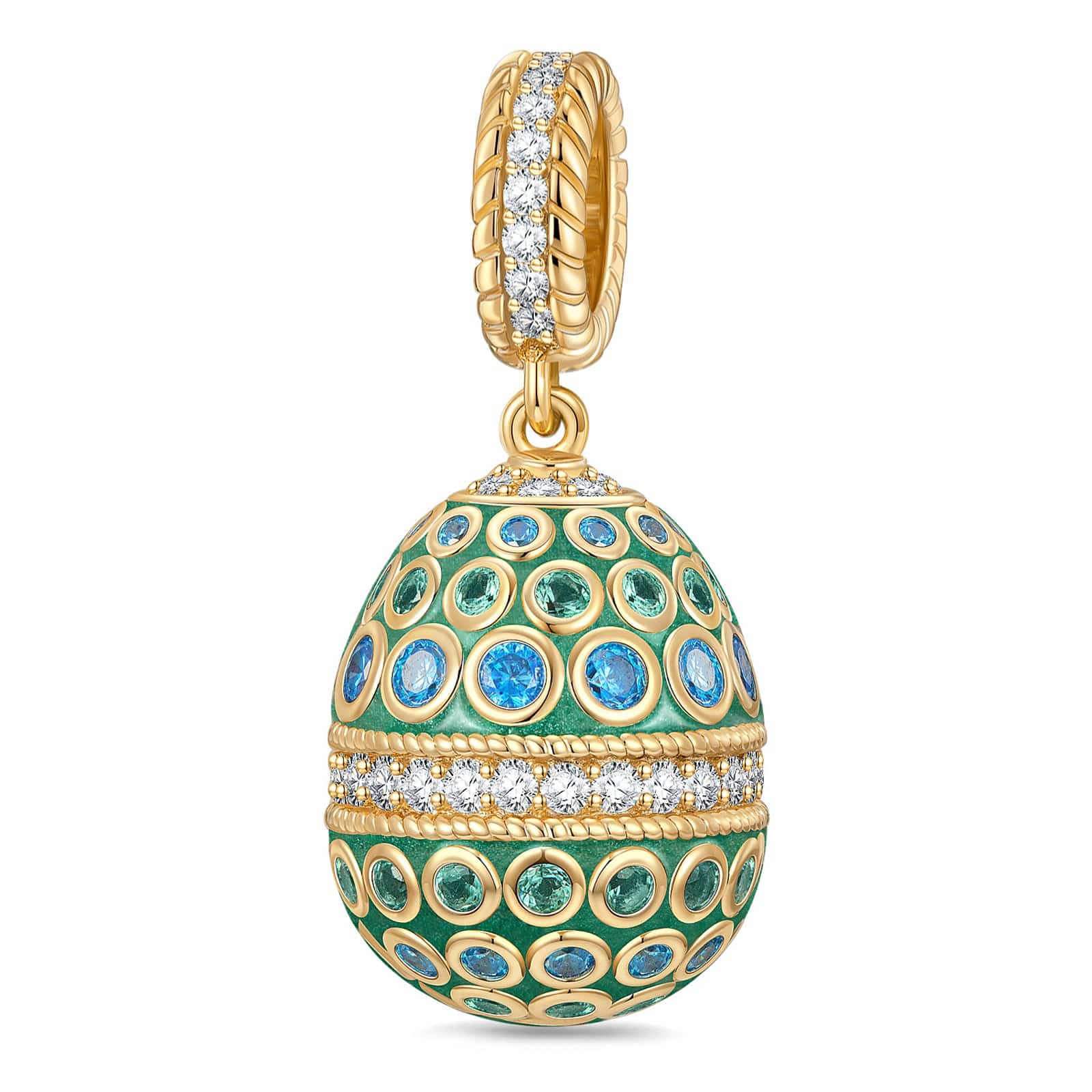 Spring Pulse Tarnish-resistant Silver Easter Egg Dangle Charms With Enamel In 14K Gold Plated