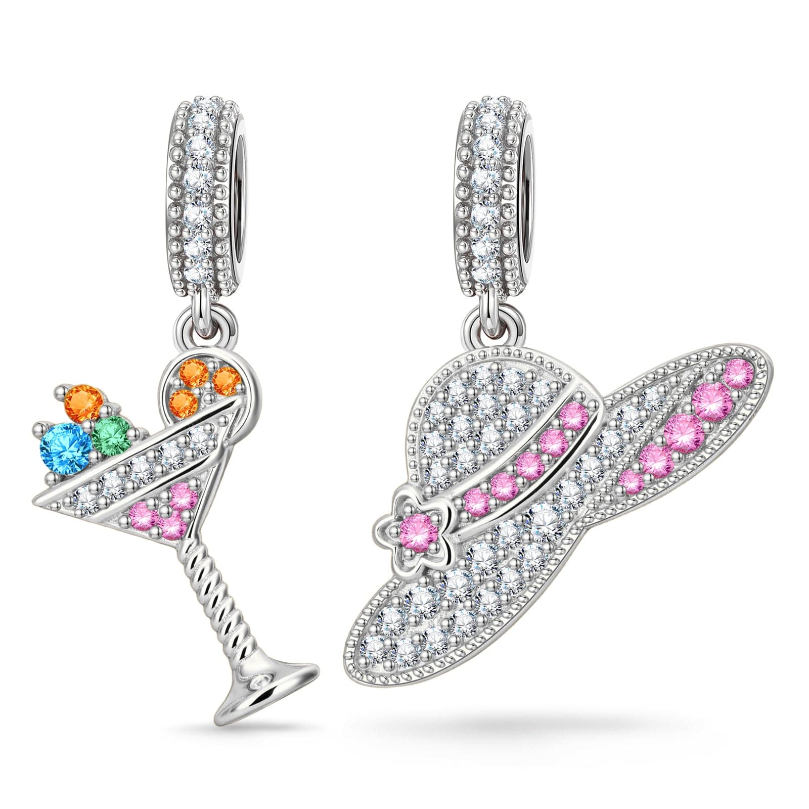 Chilled and Breezy Tarnish-resistant Silver Dangle Charms In White Gold Plated