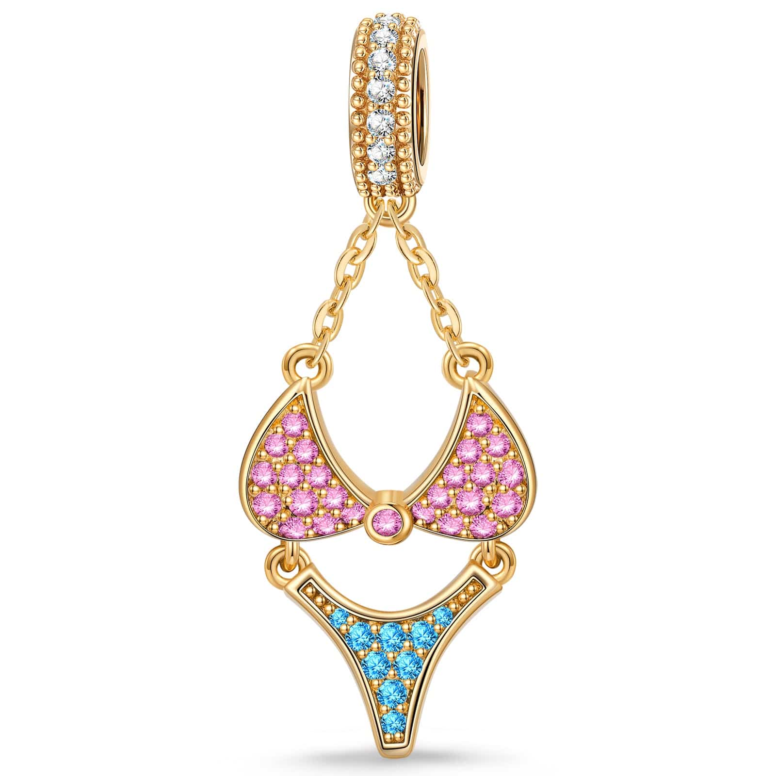 Vacation and Bikini Tarnish-resistant Silver Dangle Charms In 14K Gold Plated