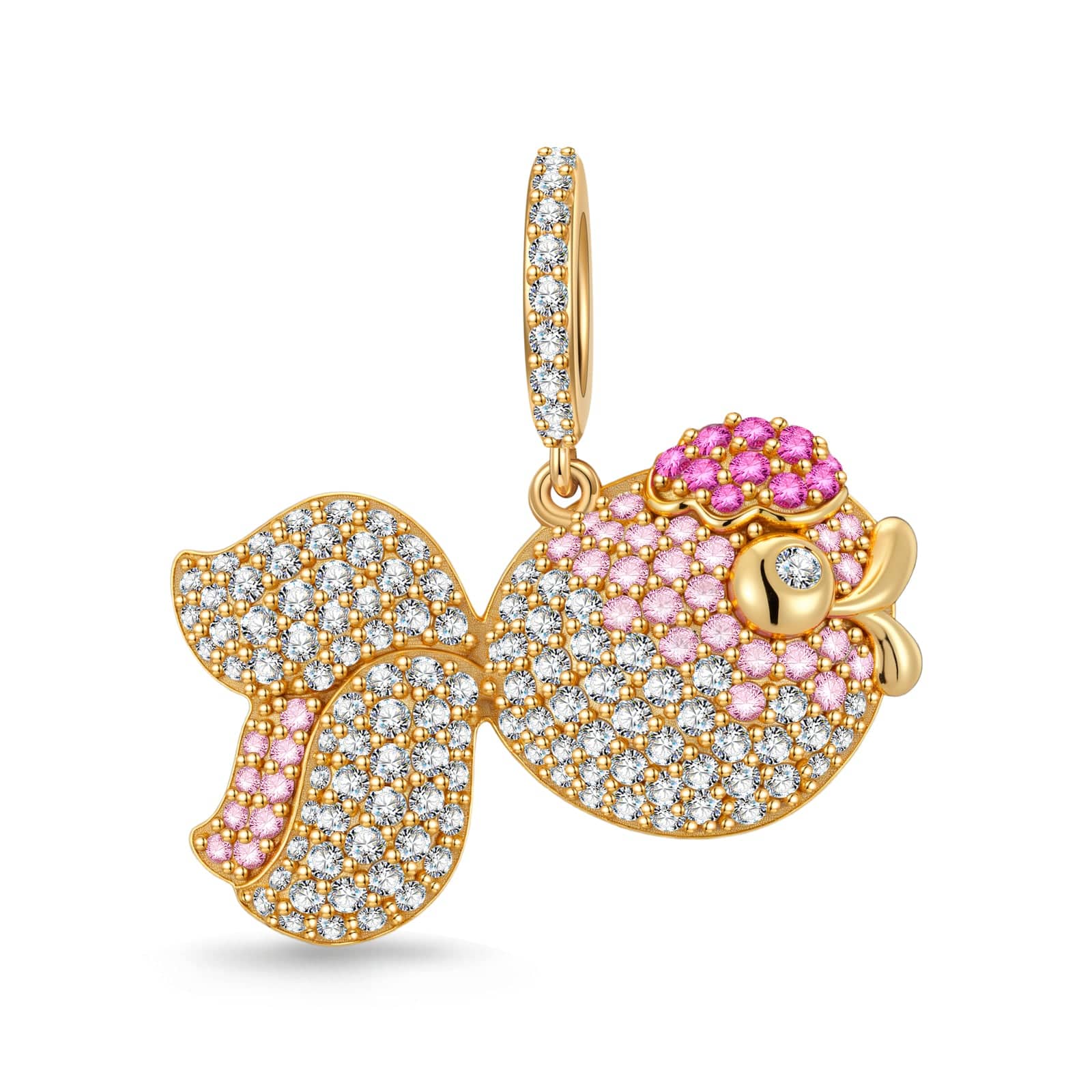 Playful Goldfish Tarnish-resistant Silver Dangle Charms In 14K Gold Plated