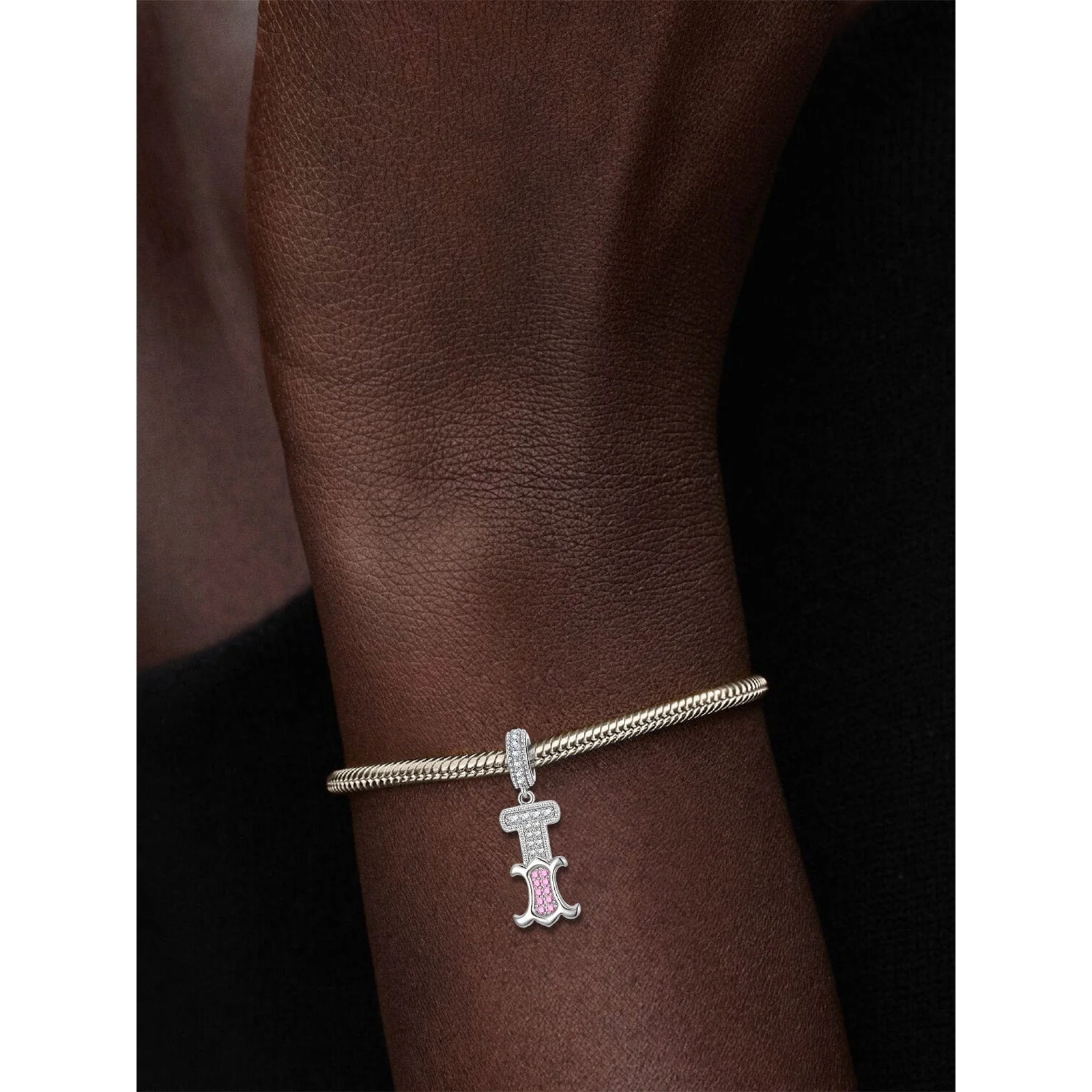 Letter I Tarnish-resistant Silver Dangle Charms In White Gold Plated - Image 2