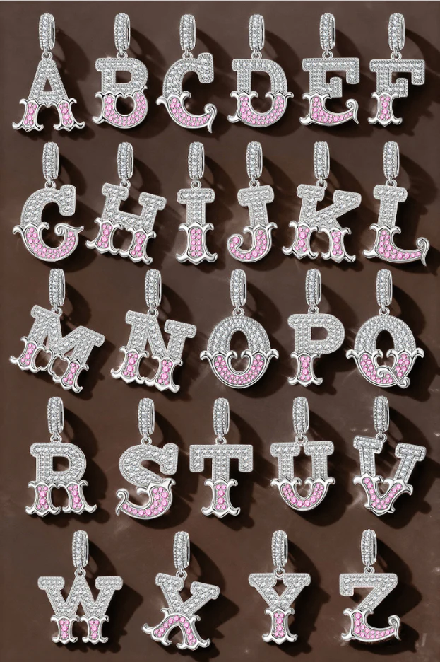 Letter R Tarnish-resistant Silver Dangle Charms In White Gold Plated - Image 3
