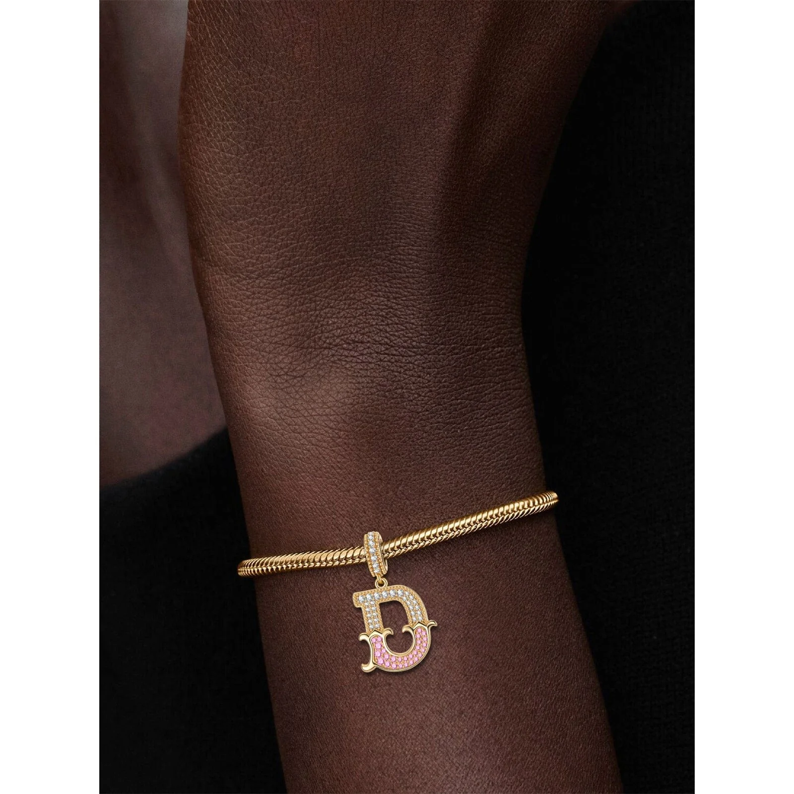 Letter D Tarnish-resistant Silver Dangle Charms In 14K Gold Plated - Image 2