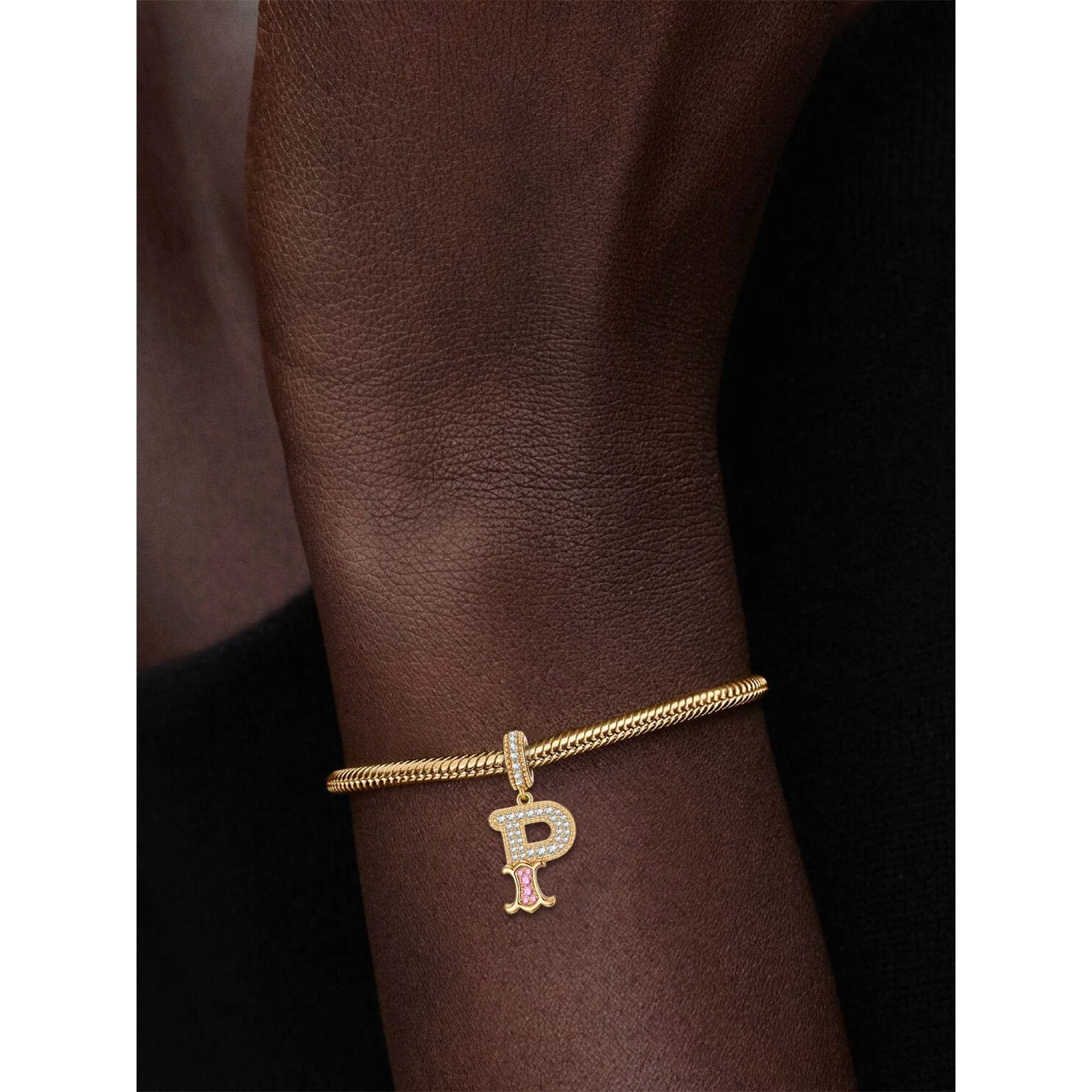 Letter P Tarnish-resistant Silver Dangle Charms In 14K Gold Plated - Image 2