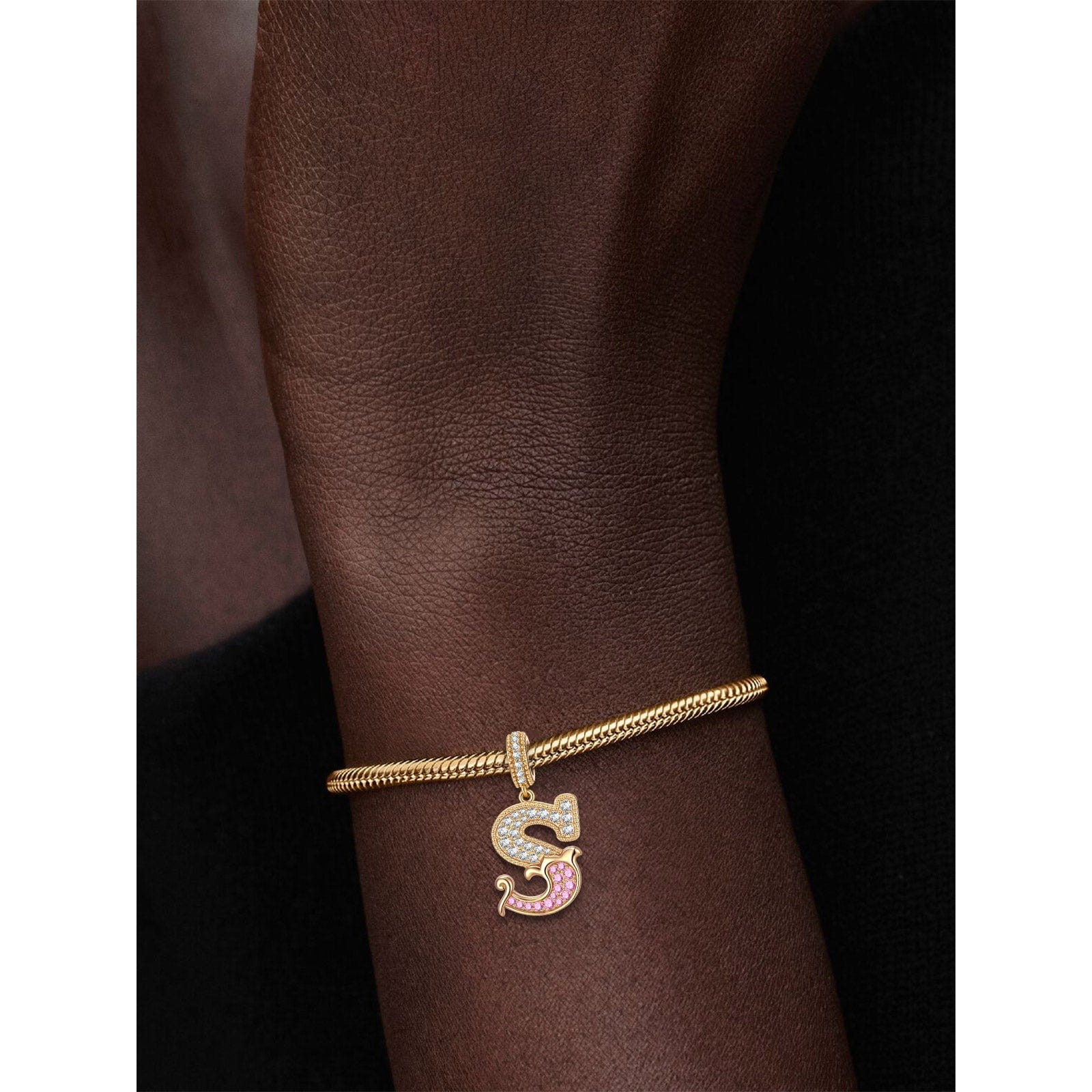 Letter S Tarnish-resistant Silver Dangle Charms In 14K Gold Plated - Image 2