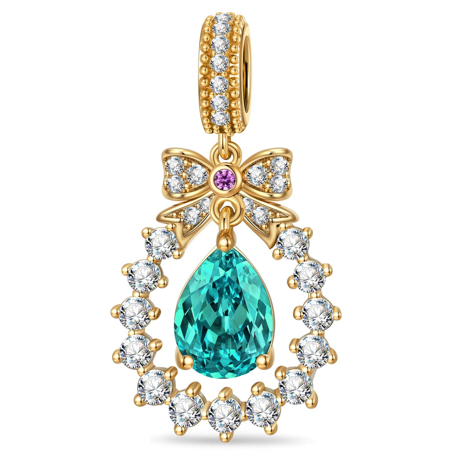 Ribbon Crown Tarnish-resistant Silver Dangle Charms In 14K Gold Plated