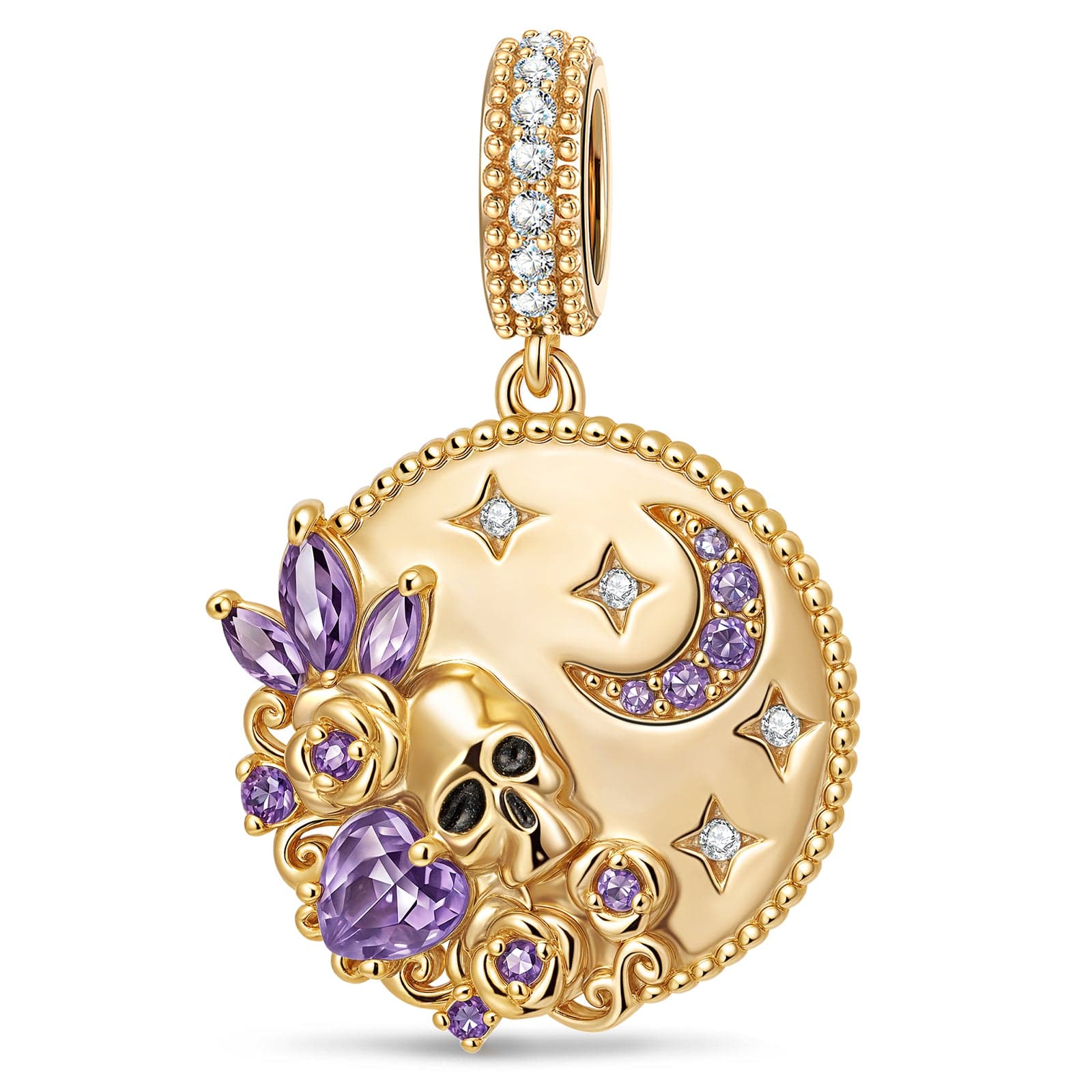 Haunted Moonlit Tarnish-resistant Silver Dangle Charms In 14K Gold Plated