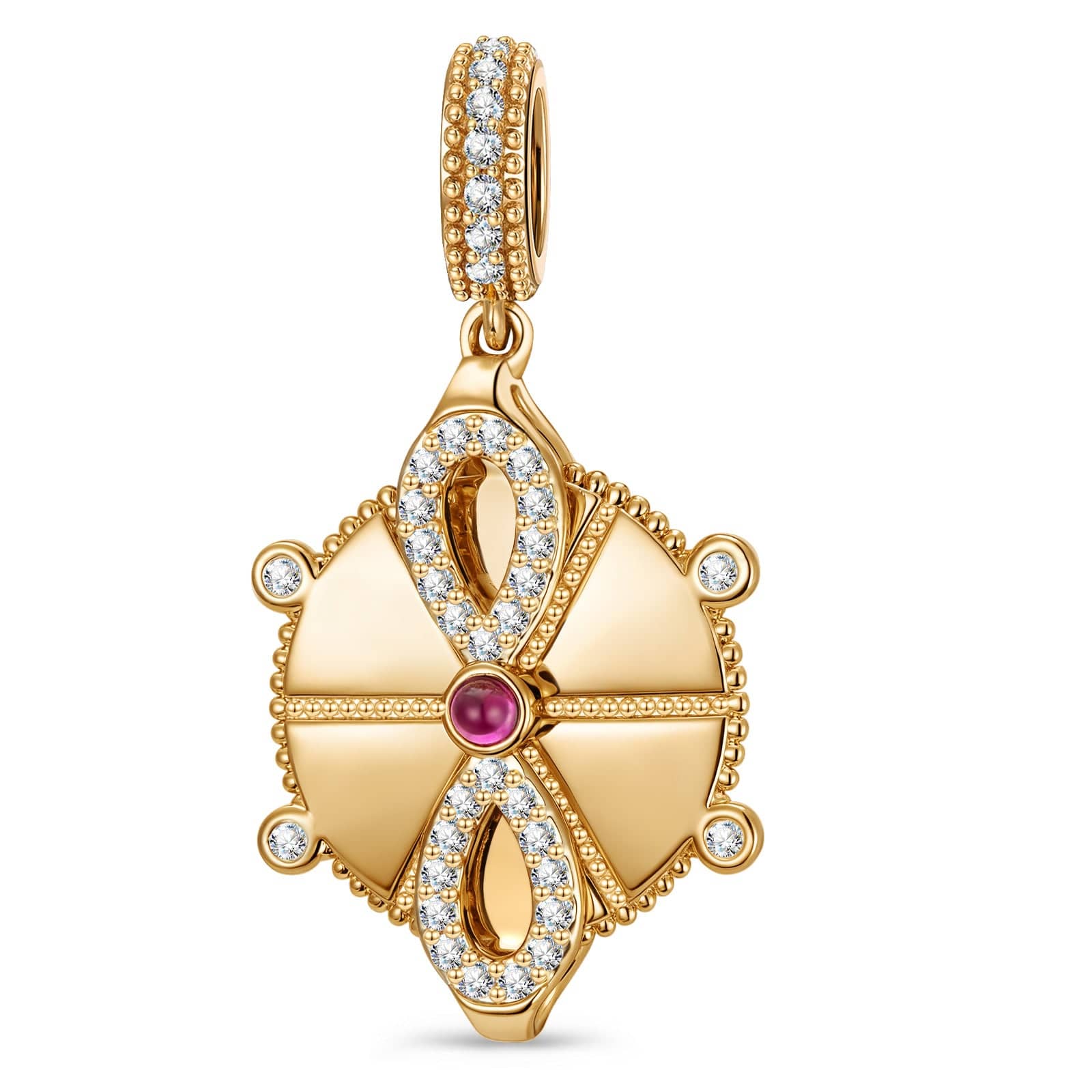 Customizable Engraving Wheel of Fortune Tarnish-resistant Silver Dangle Charms In 14K Gold Plated - Image 2