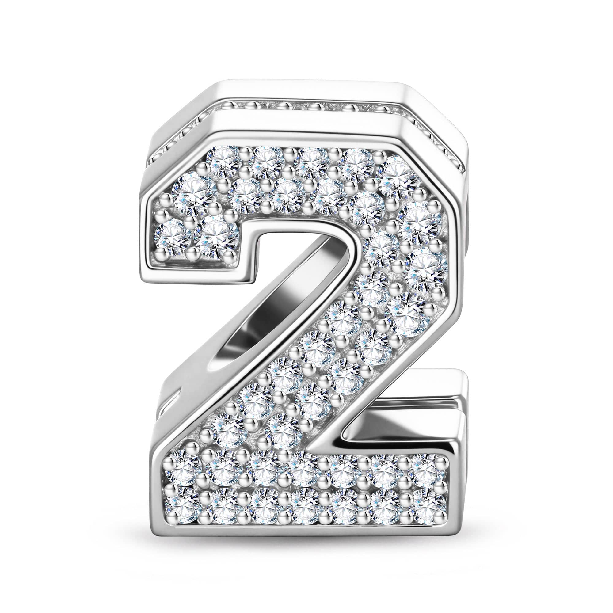 Number Two Tarnish-resistant Silver With Enamel Charms In White Gold Plated