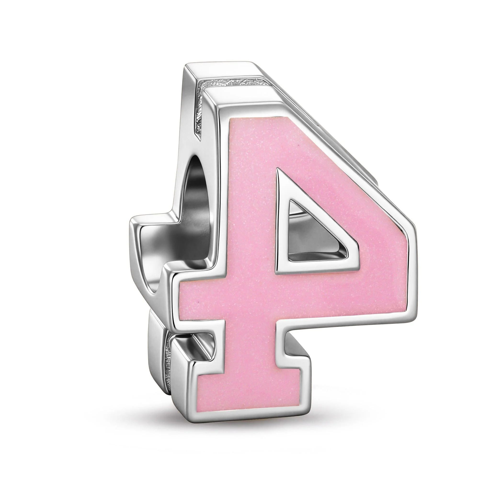 Number Four Tarnish-resistant Silver With Enamel Charms In White Gold Plated - Image 2
