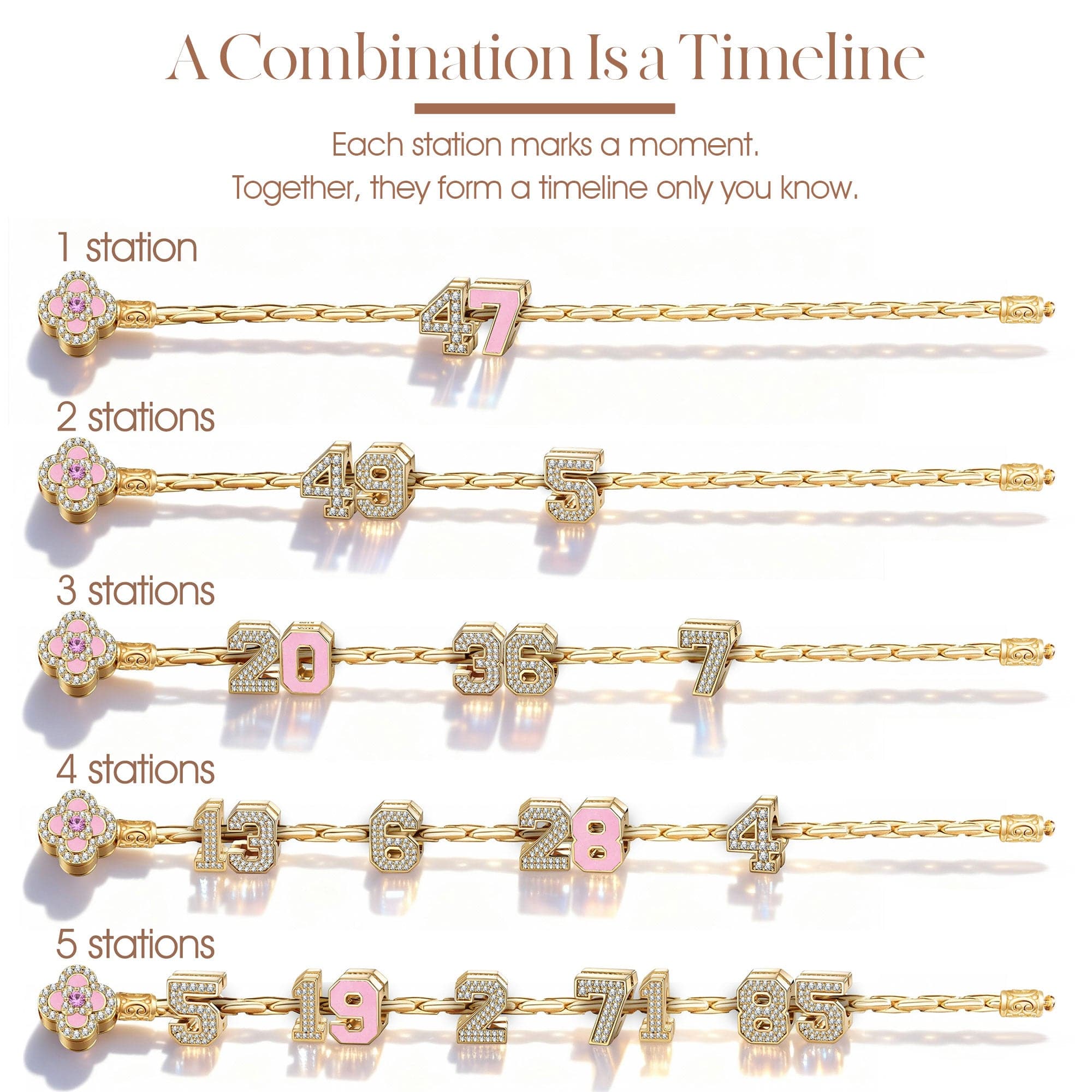Double Sided Number Two Charm with Sparkling Pave Front and Pink Enamel Back in 14K Gold Plated Tarnish Resistant Silver - Image 3