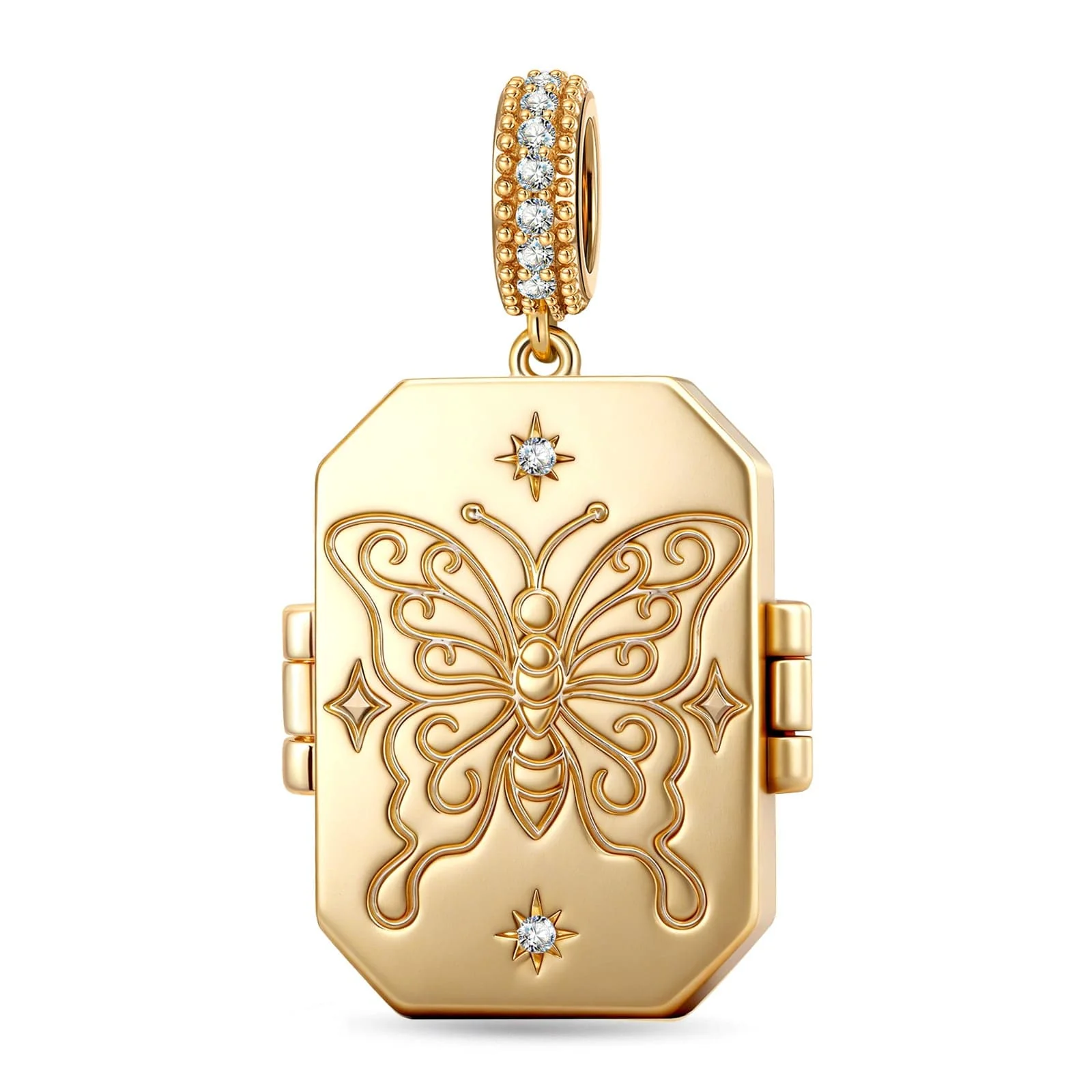 True Love Pink Butterfly Photo Locket Dangle Charm - Opens to Hold Your Photo - Image 4