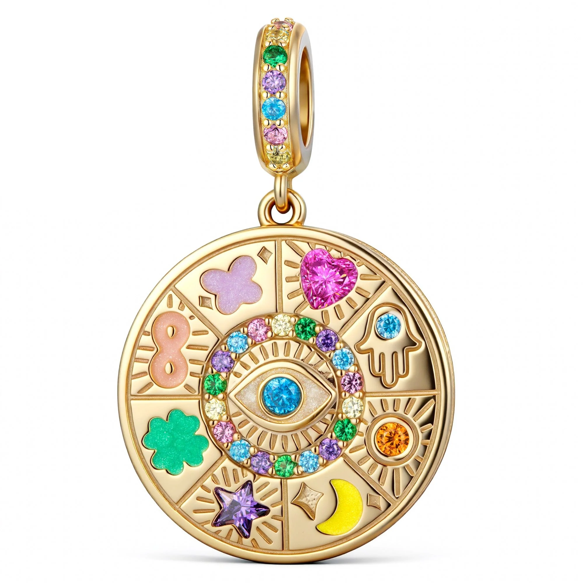 Divine Shield Tarnish-resistant Silver Dangle Charms In 14K Gold Plated