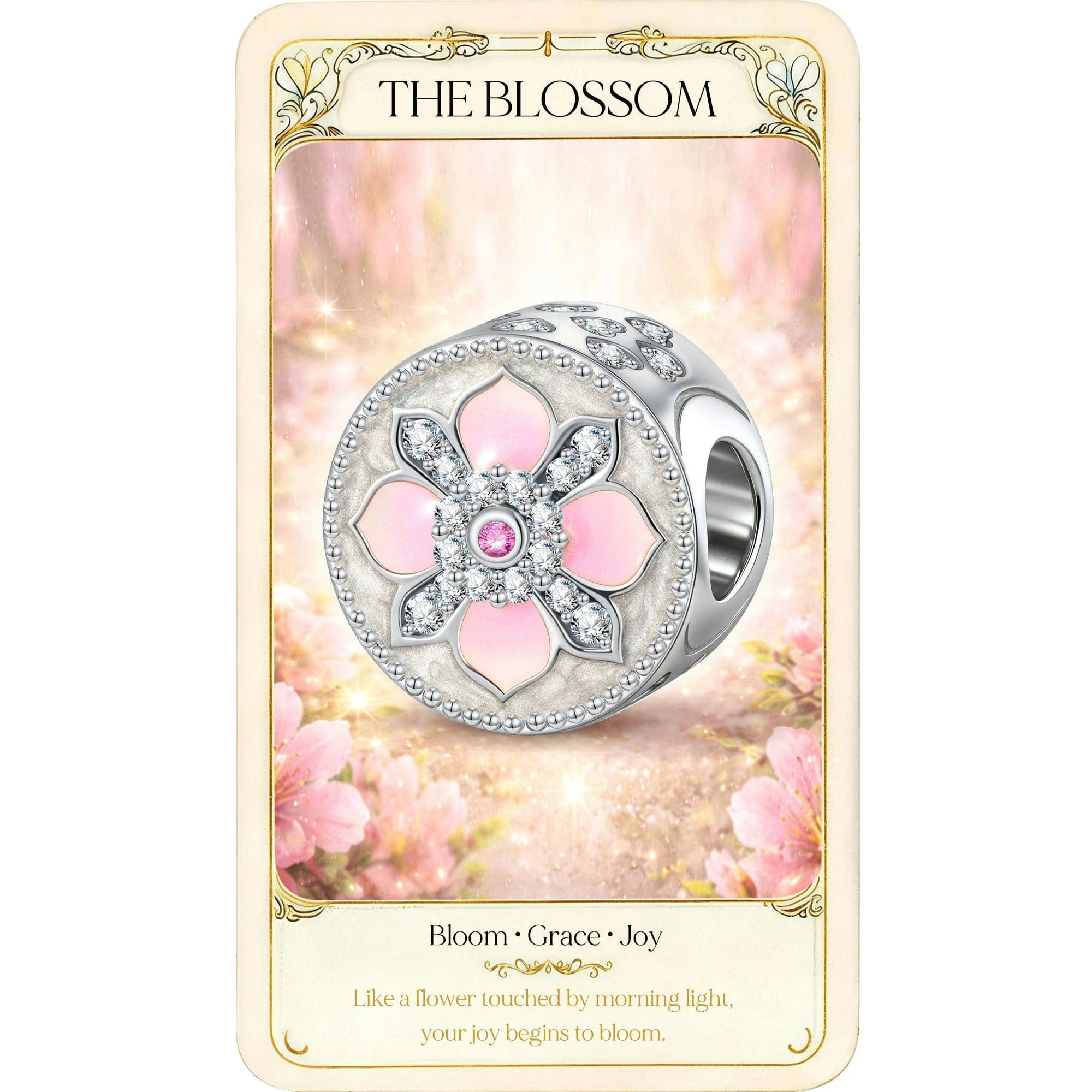 Petal Perfection Tarnish-resistant Silver Charms With Enamel In White Gold Plated - Image 2