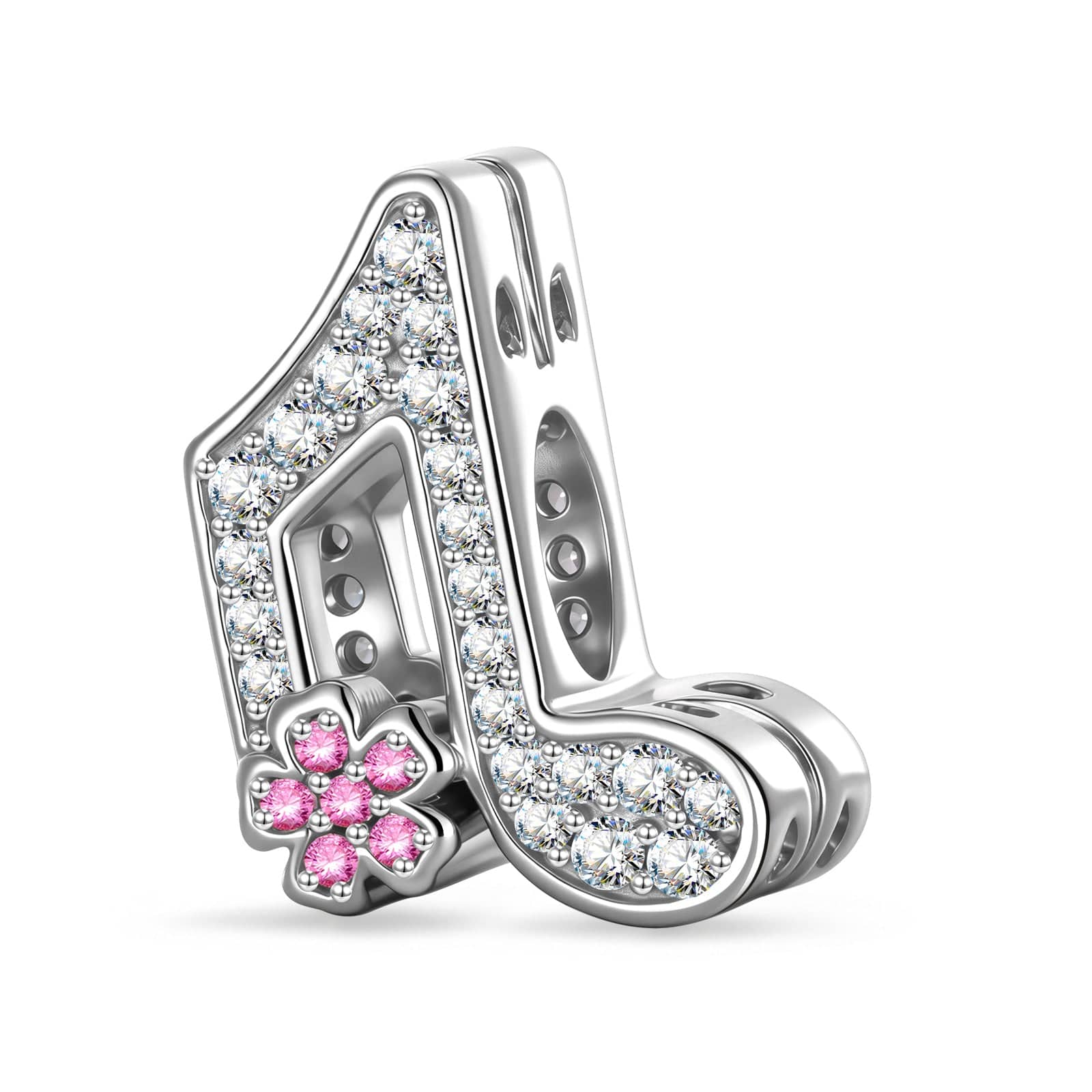 Glitter Note Gleam Tarnish-resistant Silver Charms In White Gold Plated - Image 3