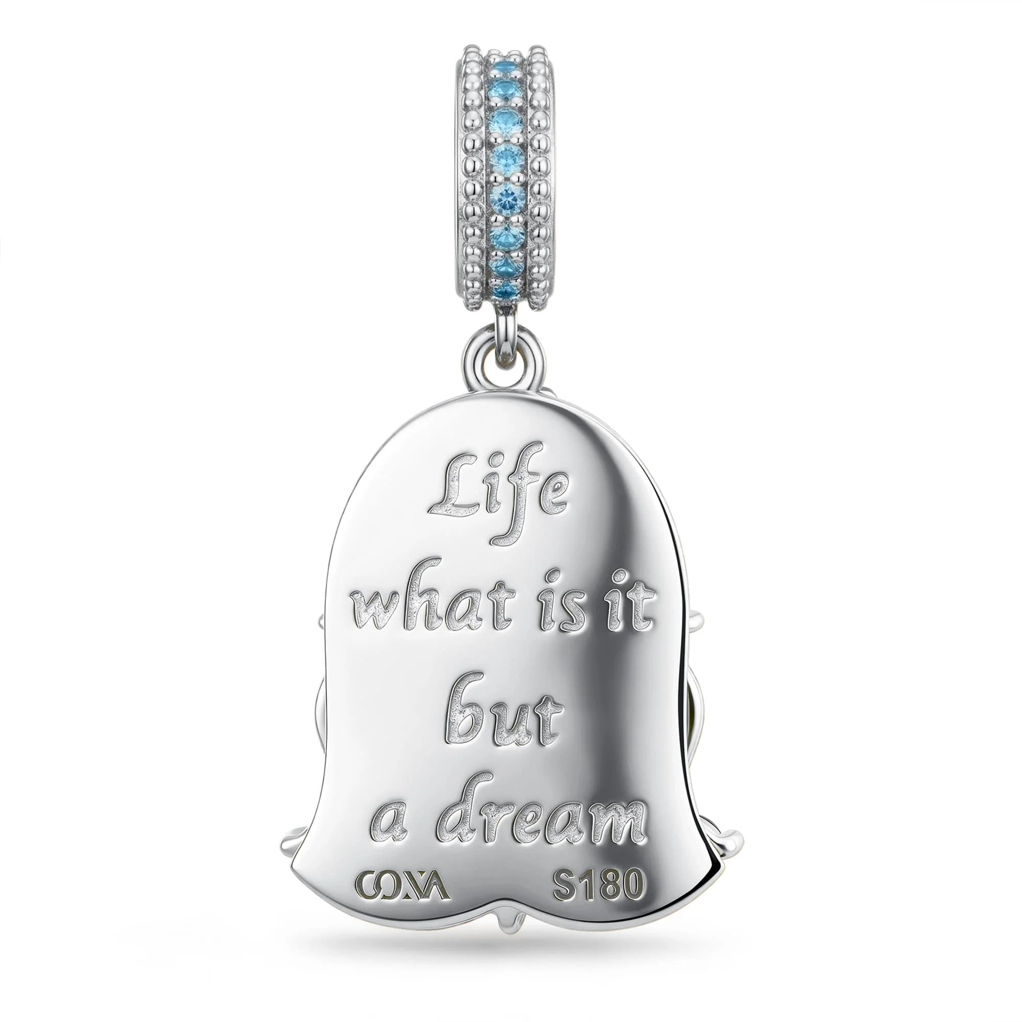 Pavé Enamel Rabbit Tarnish-Resistant Silver Charm In White Gold Plated - Image 3