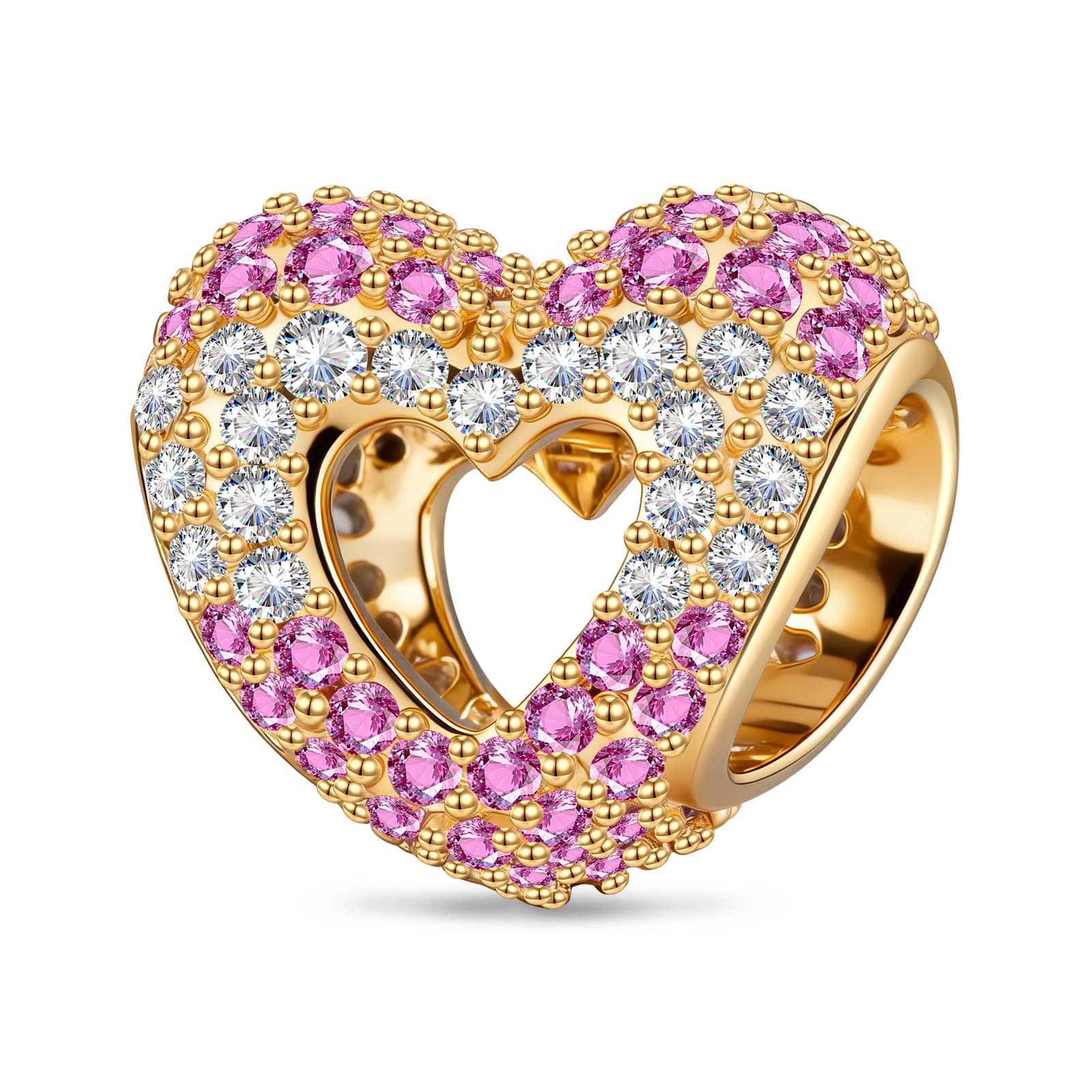 Hollow Love Heart Tarnish-resistant Silver Charms In 14K Gold Plated
