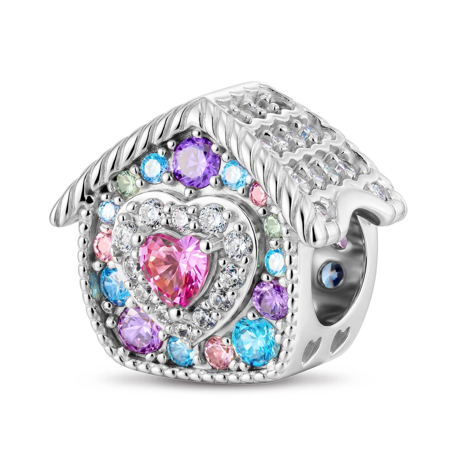 Cozy Cottage Multicolor Tarnish-resistant Silver Charms In White Gold Plated