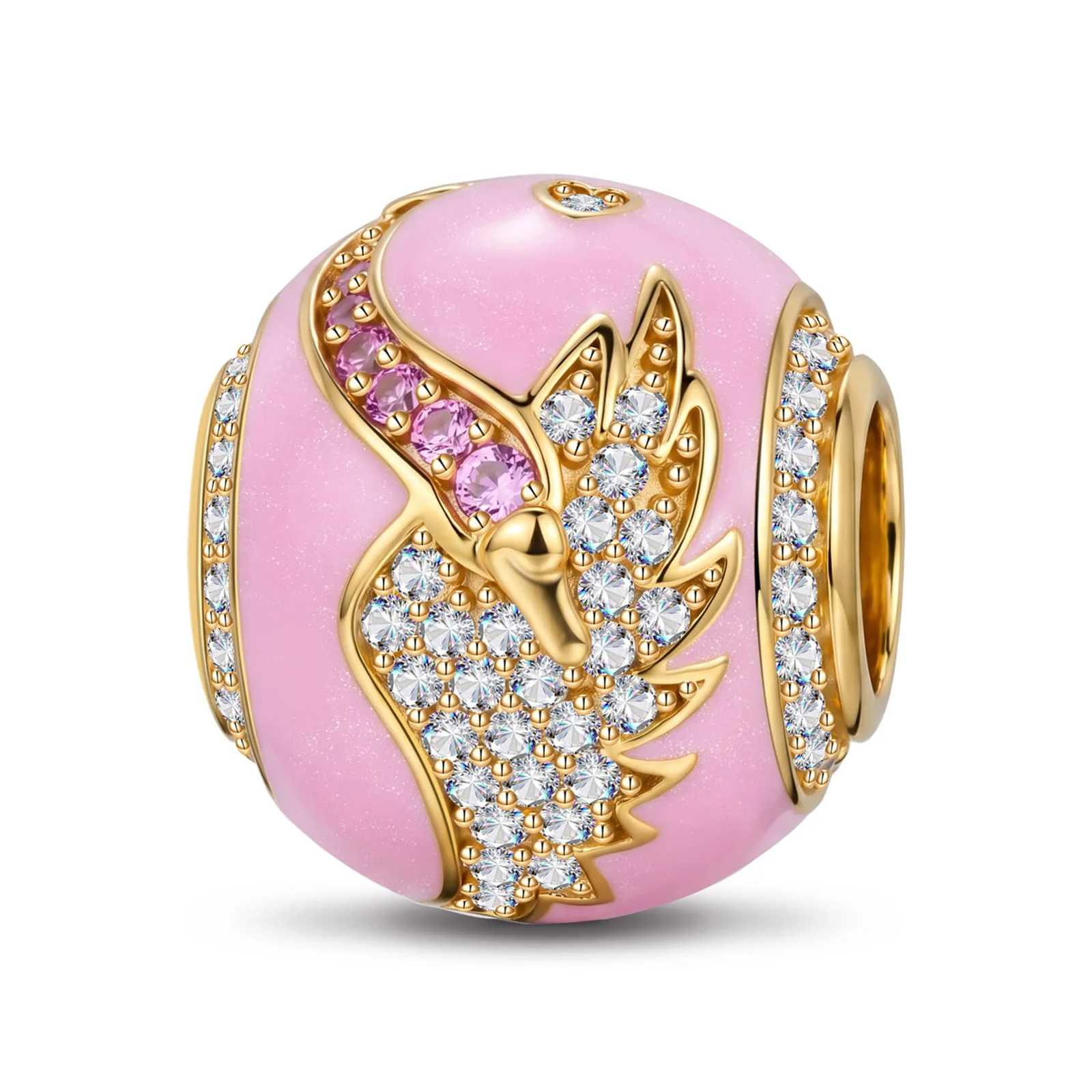 Glamorous Swan Enamel Tarnish-resistant Silver Charms In 14K Gold Plated