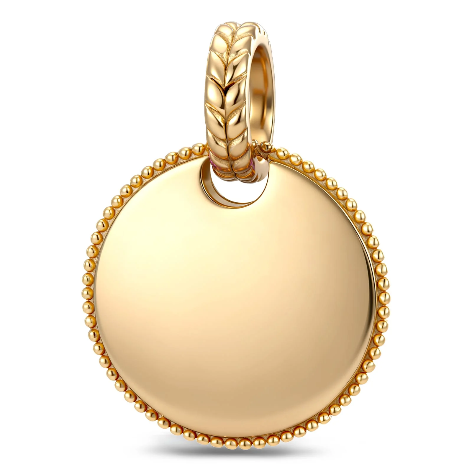 Personalized Engravable Pink Halo Medallion Tarnish-Resistant Silver Charm In 14K Gold Plated - Image 6