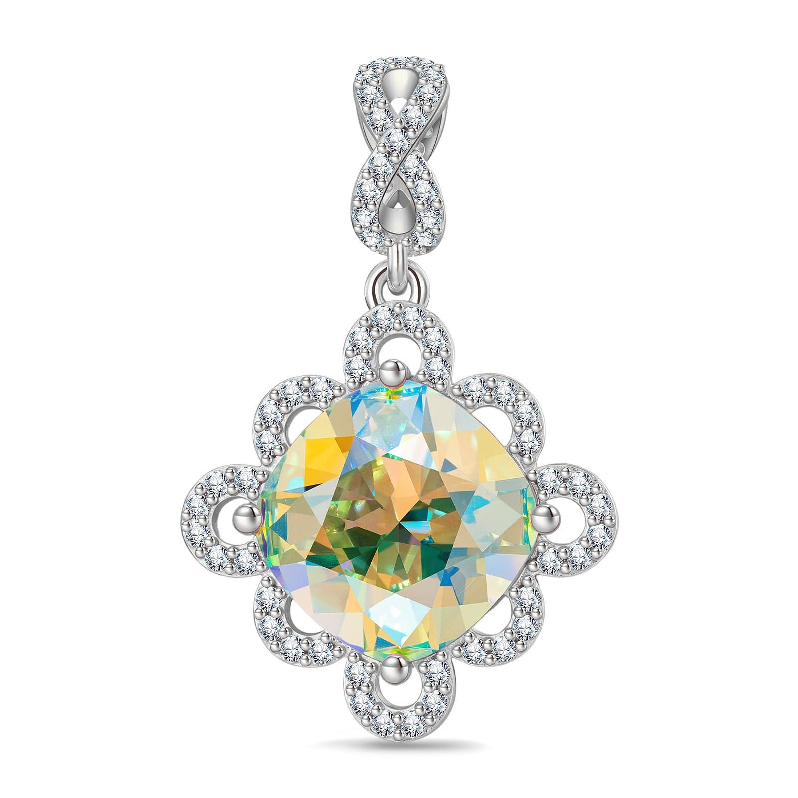 Tender Rose Tarnish-resistant Silver Dangle Charms In White Gold Plated - Created With SWAROVSKI® Crystals