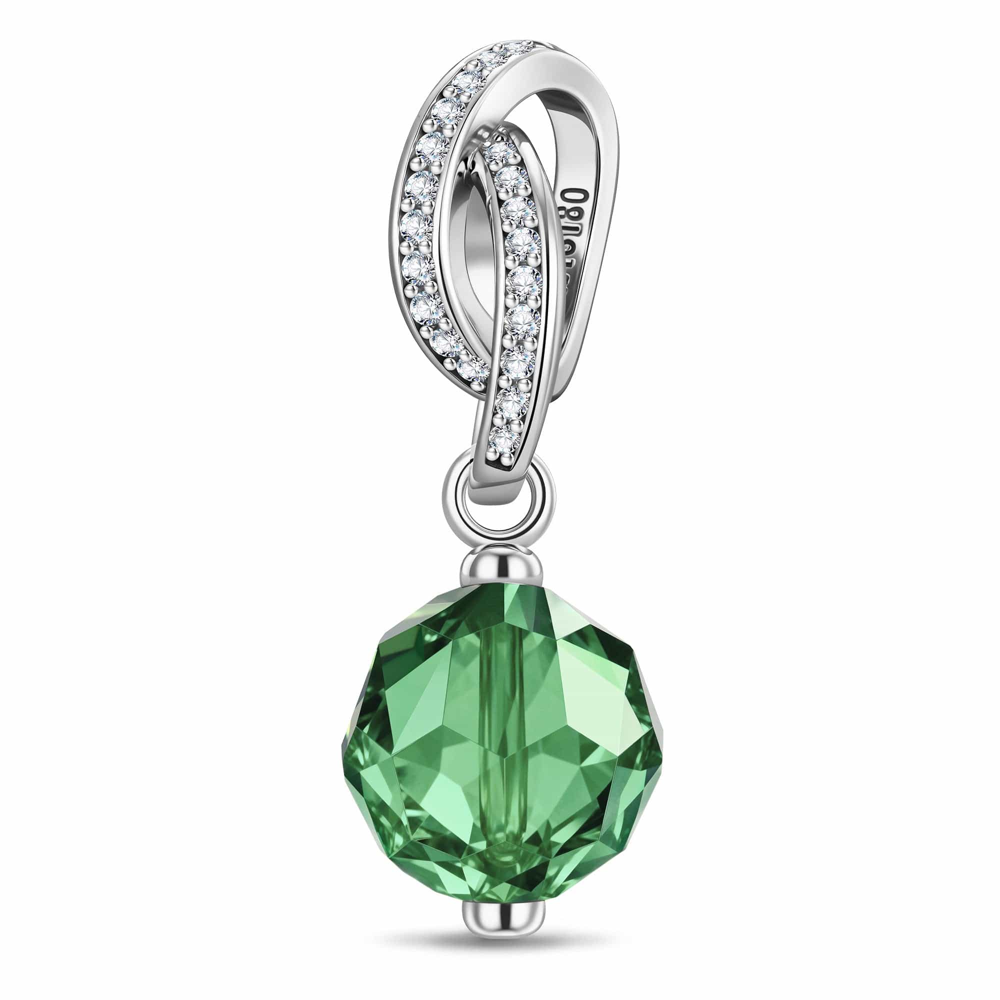 May Birthstone Tarnish-resistant Silver Dangle Charms In White Gold Plated -  Handcrafted with Swarovski® Crystals - Image 2