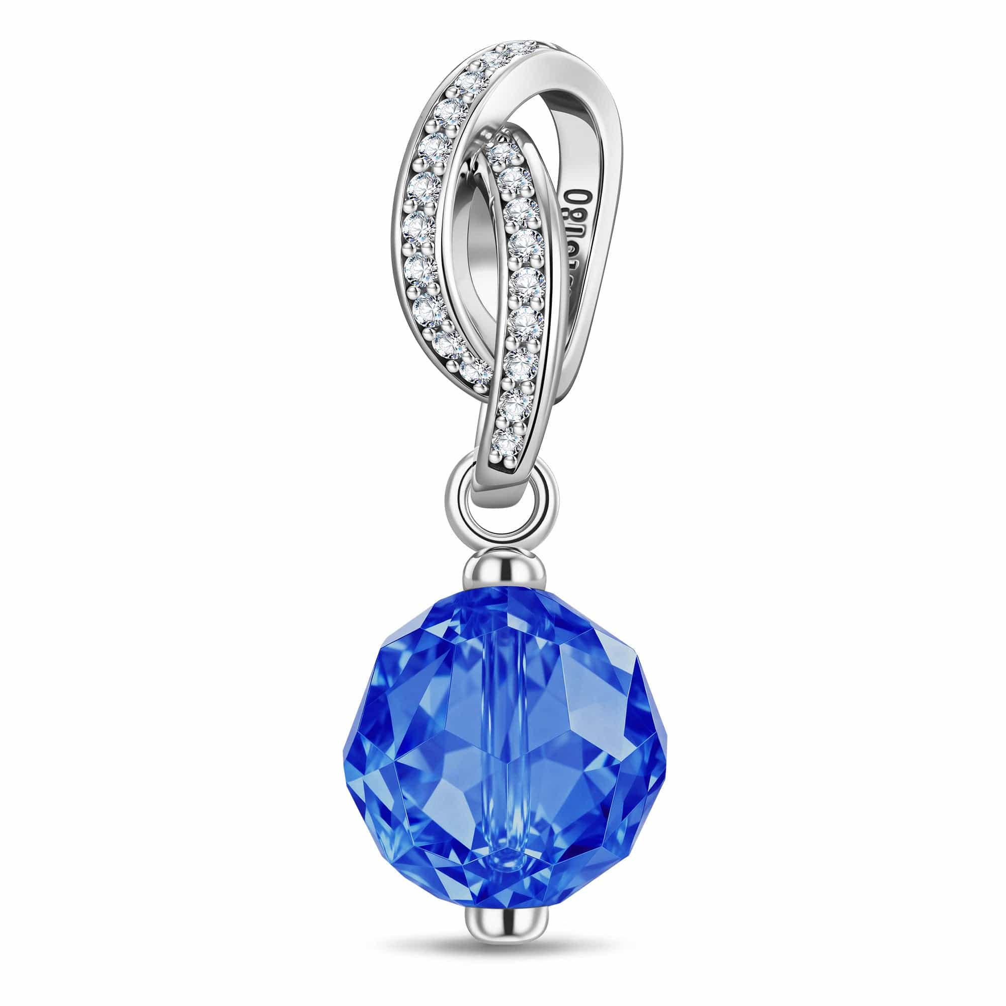 September Birthstone Tarnish-resistant Silver Dangle Charms In White Gold Plated -  Handcrafted with Swarovski® Crystals - Image 2
