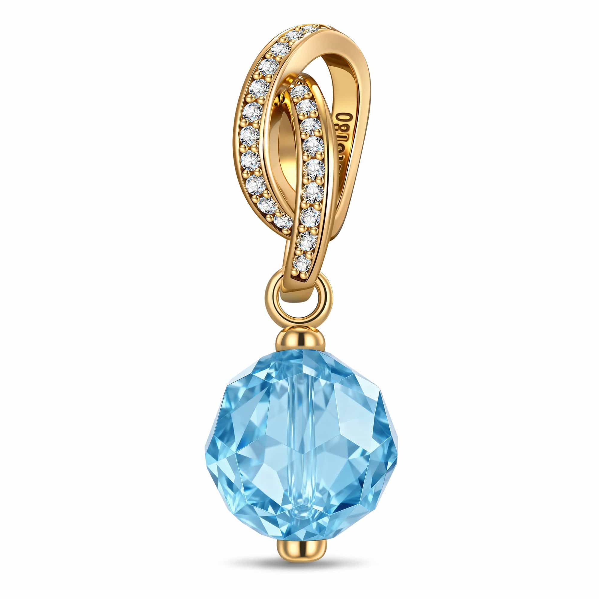 March Birthstone Tarnish-resistant Silver Dangle Charms In 14 Gold Plated -  Handcrafted with Swarovski® Crystals - Image 2
