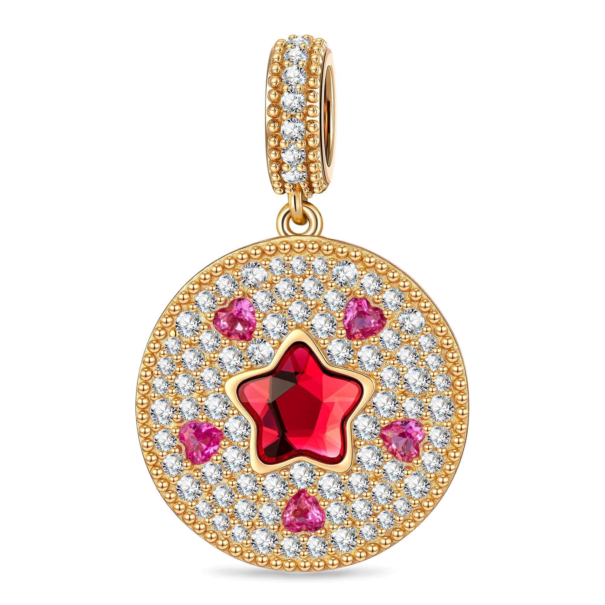 Radiant Heart Trace Tarnish-resistant Silver Dangle Charms In 14K Gold Plated - Handcrafted with Swarovski® Crystals