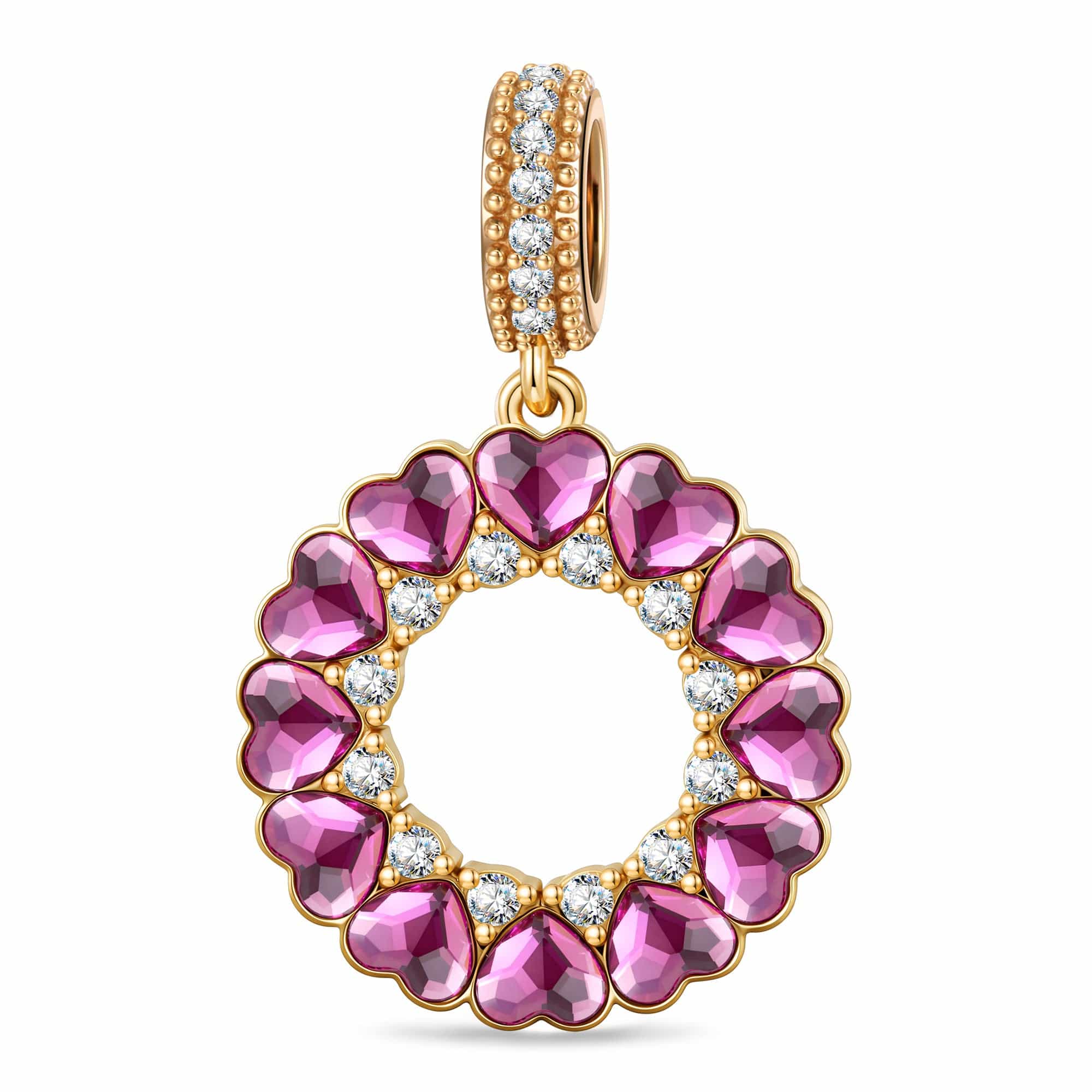 Harmonious Heart Tarnish-resistant Silver Dangle Charms In 14K Gold Plated - Handcrafted with Swarovski® Crystals