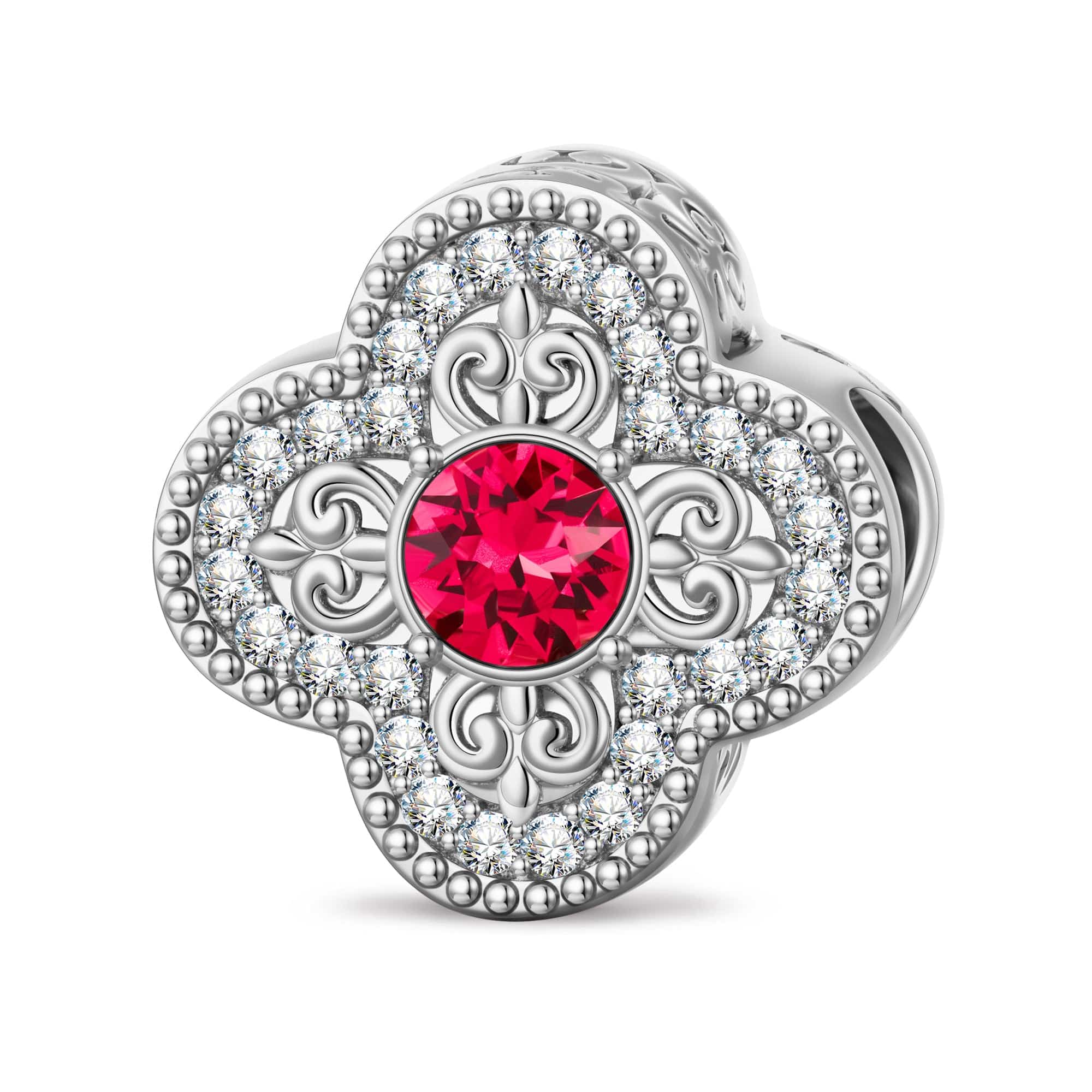 Symbolic Sequence Tarnish-resistant Silver Charms In White Gold Plated - Handcrafted with Swarovski® Crystals