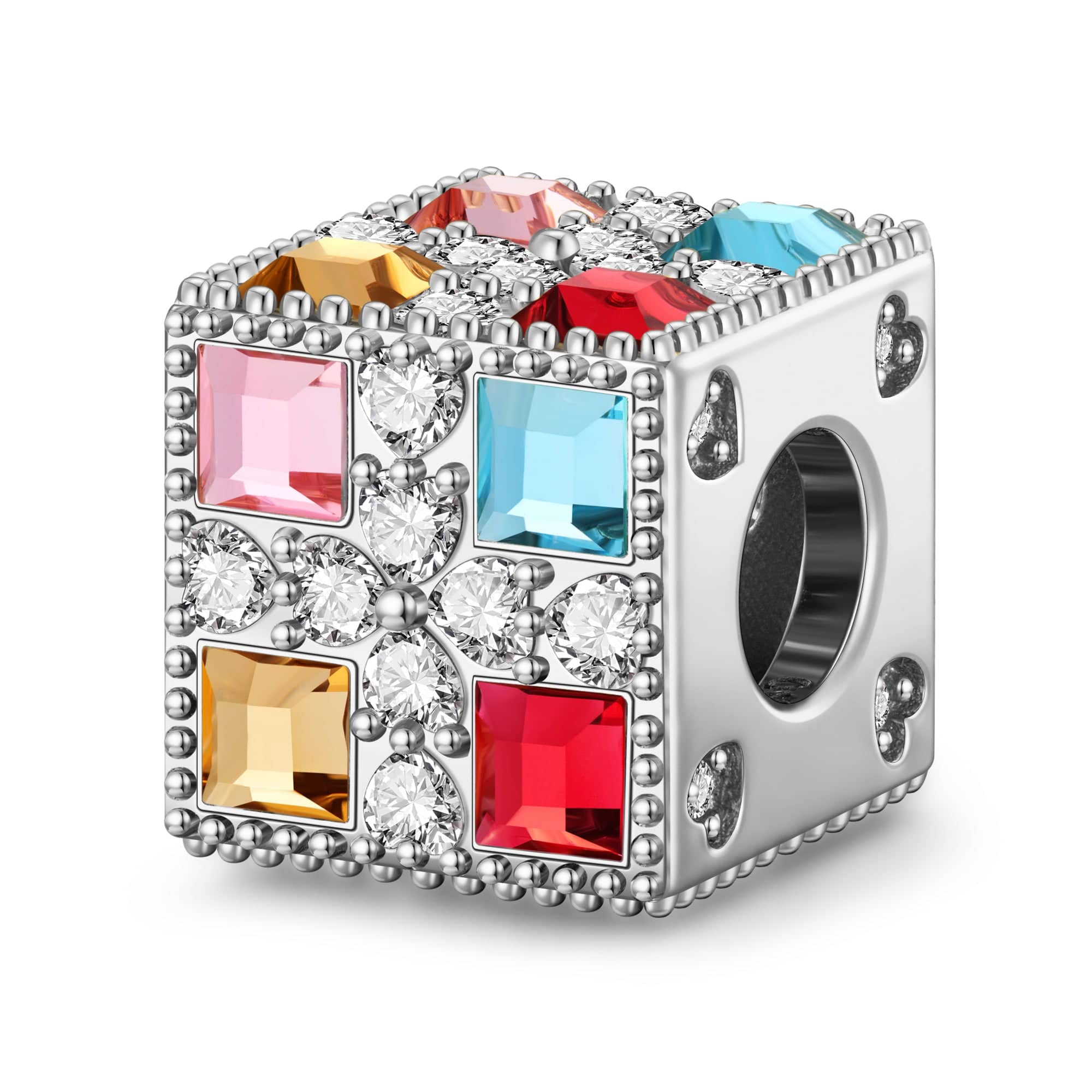 Sweetheart Array Tarnish-resistant Silver Charms In White Gold Plated - Handcrafted with Swarovski® Crystals